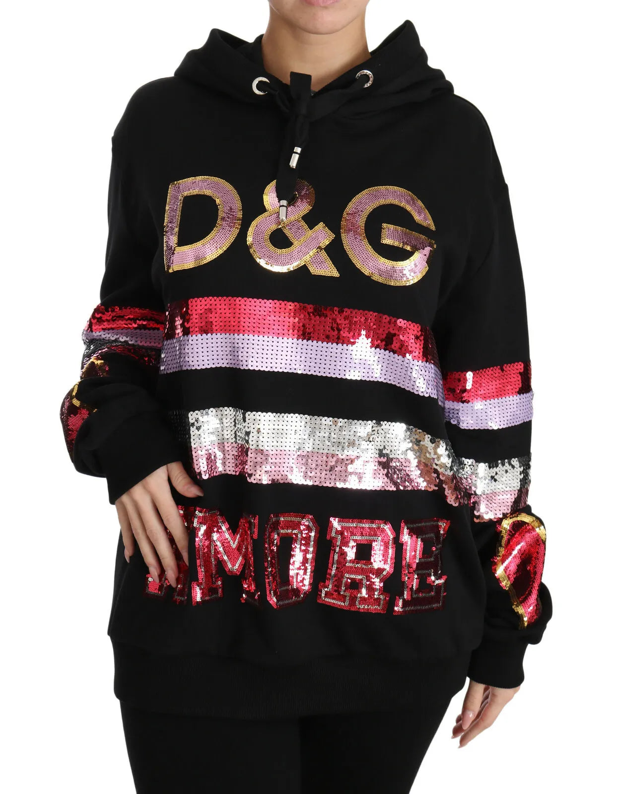 Пуловер с качулка и пайети Dolce &amp; Gabbana DG