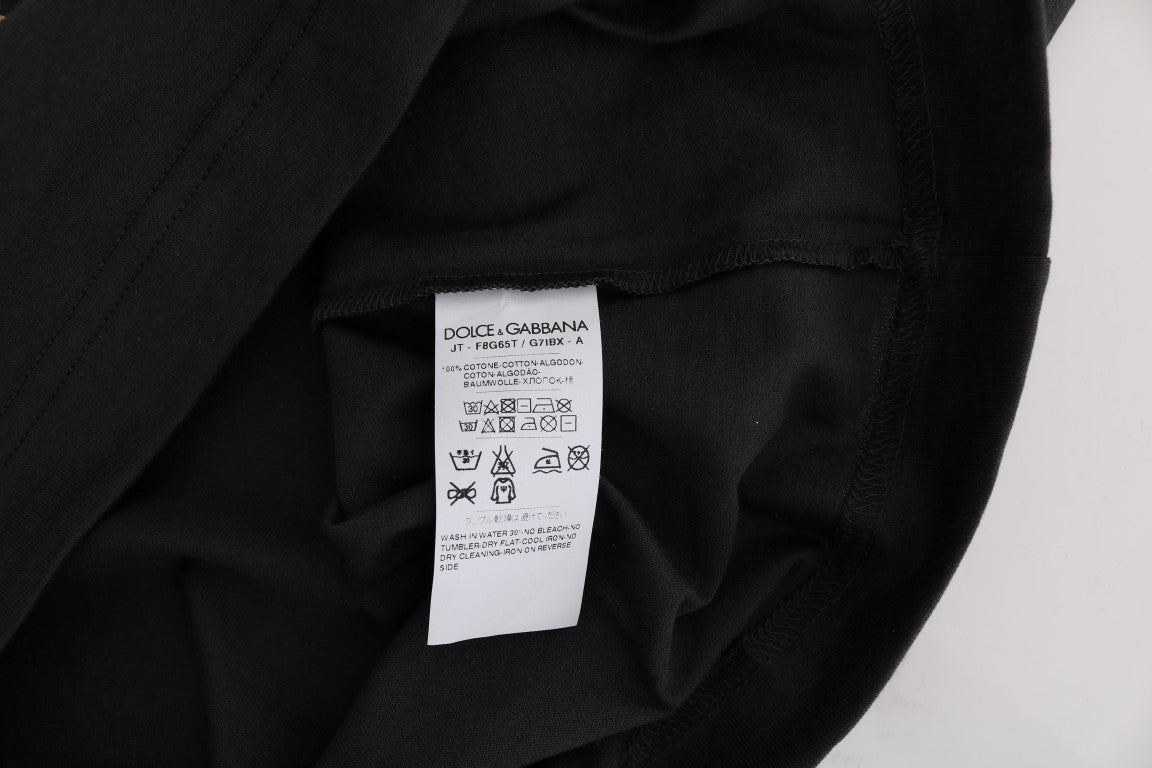 Елегантна сива памучна тениска Dolce &amp; Gabbana с изключителен принт