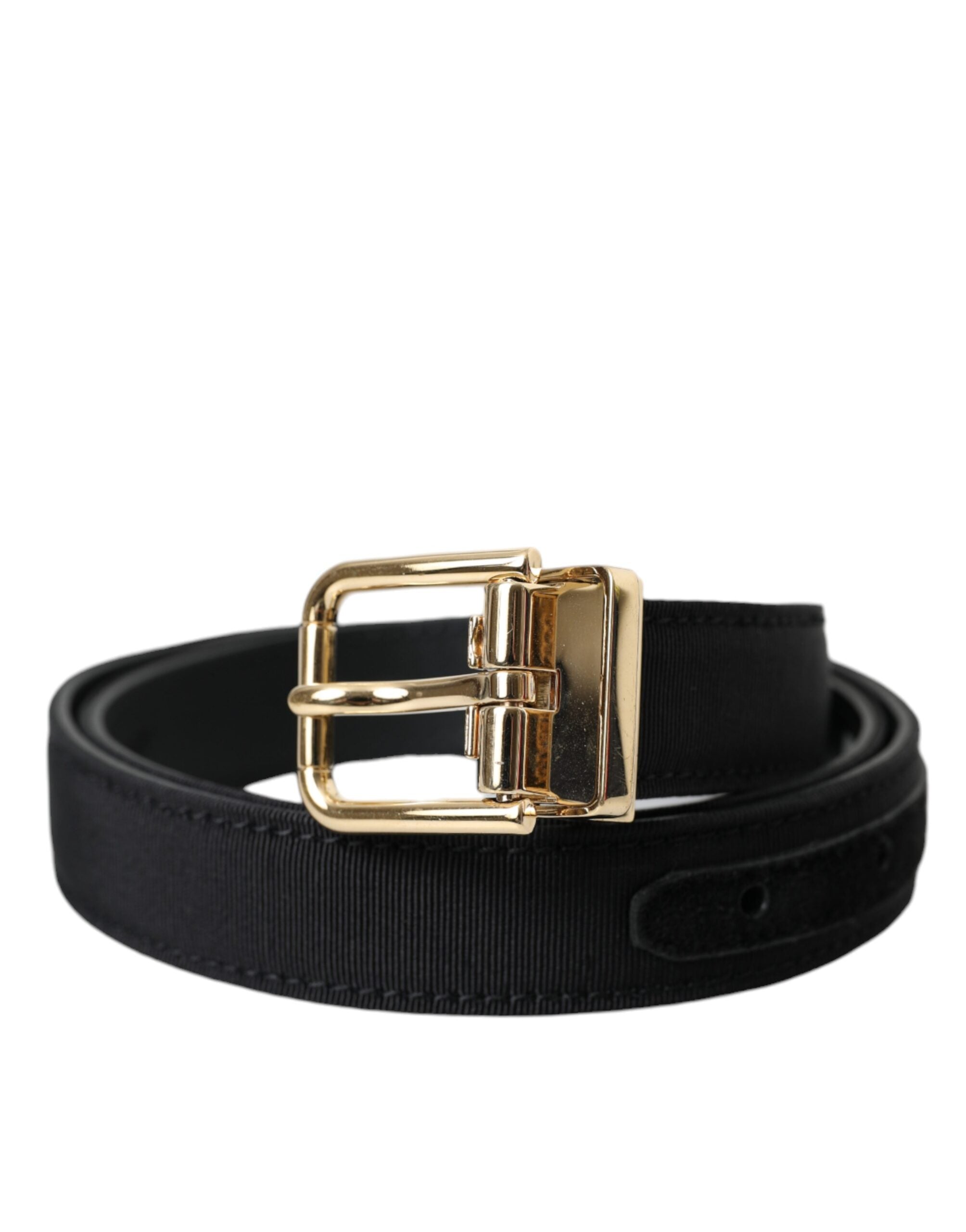 Мъжки колан Dolce &amp; Gabbana Black Gros Grain Gold с метална катарама