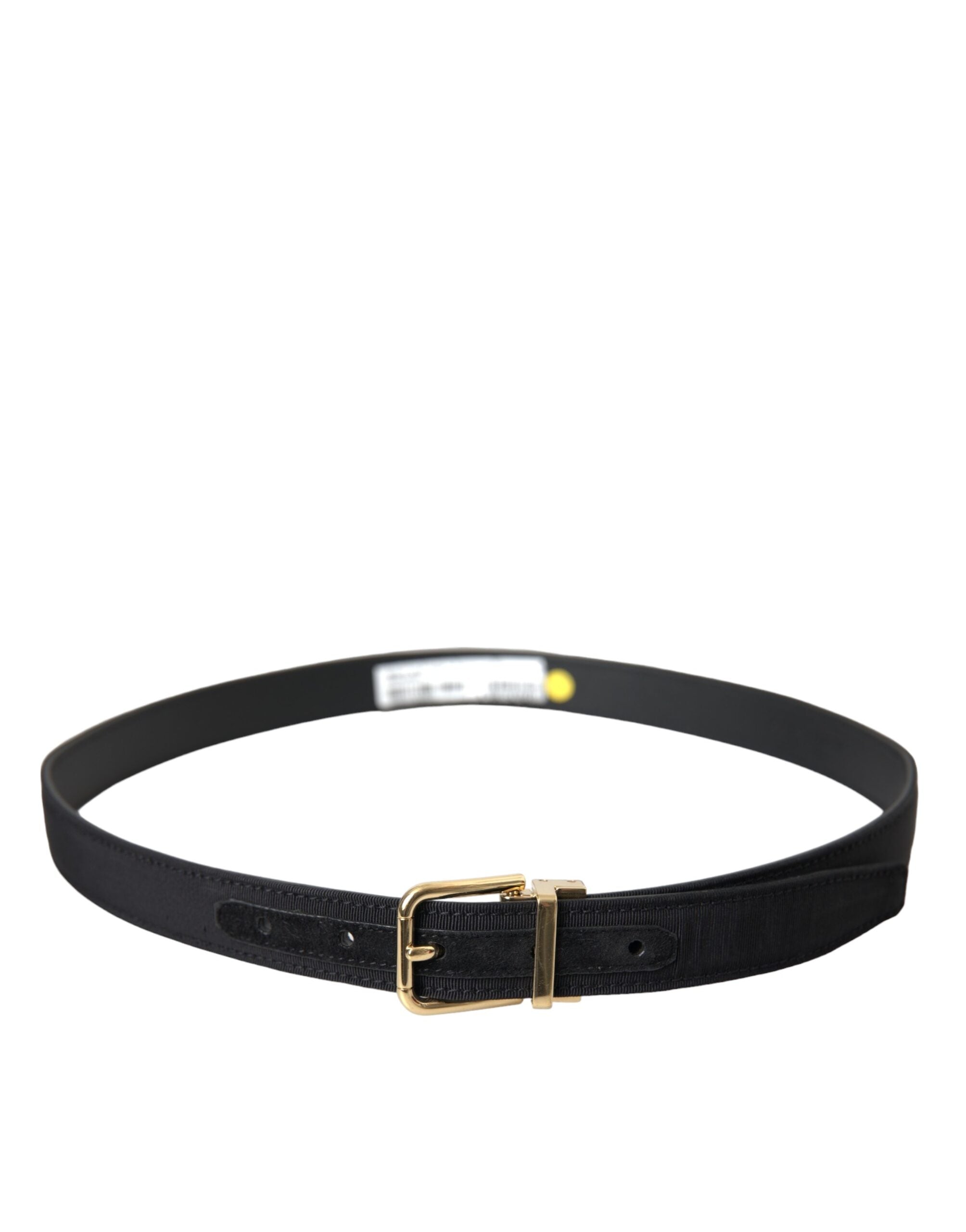 Мъжки колан Dolce &amp; Gabbana Black Gros Grain Gold с метална катарама