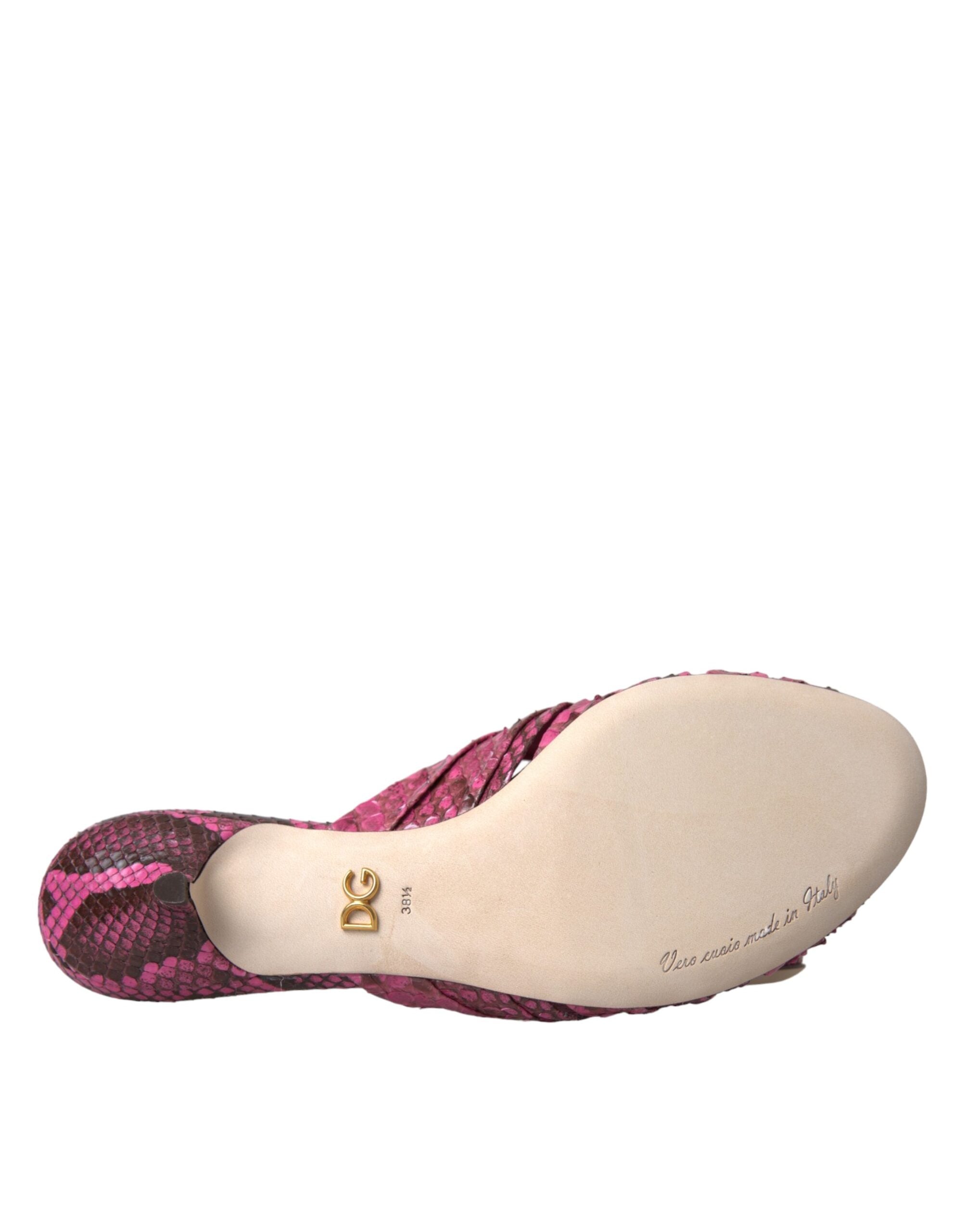 Dolce &amp; Gabbana розови екзотични кожени обувки с пързалки с котешки ток