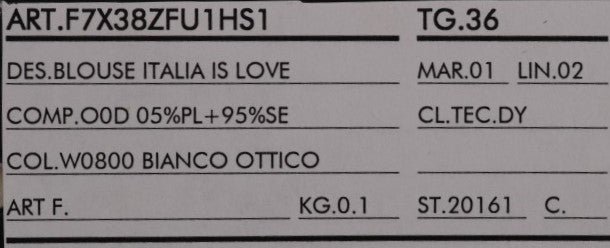 Копринена бяла блуза Dolce &amp; Gabbana с пайети „Italia Is Love“.