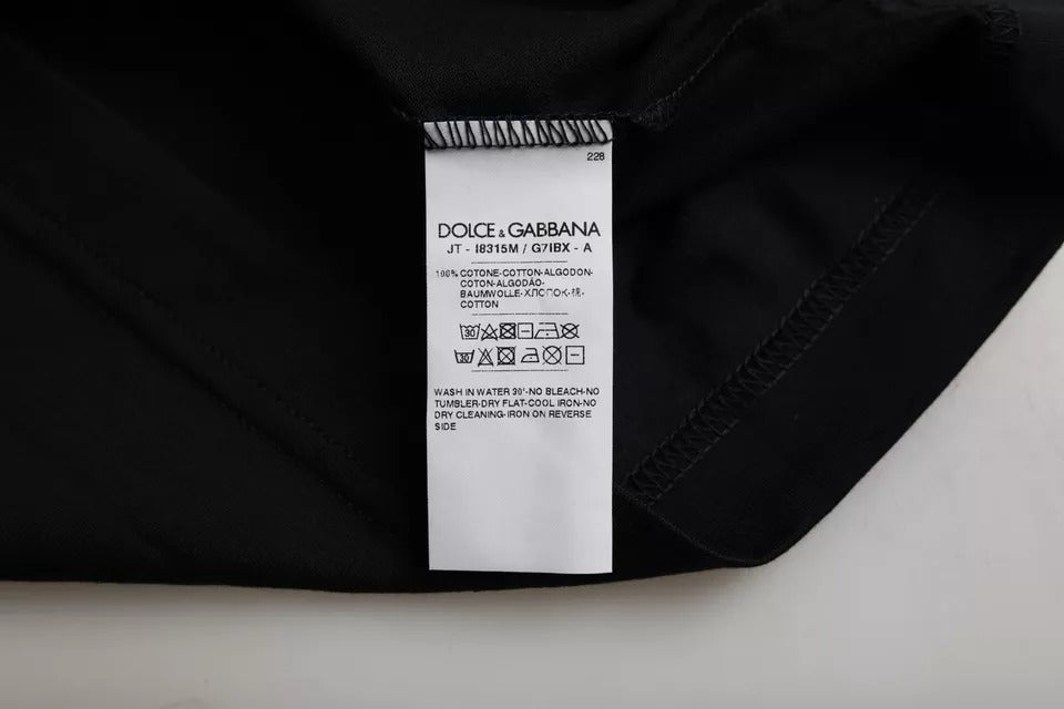 Черна памучна мъжка тениска с кръгло деколте и къси ръкави Dolce &amp; Gabbana
