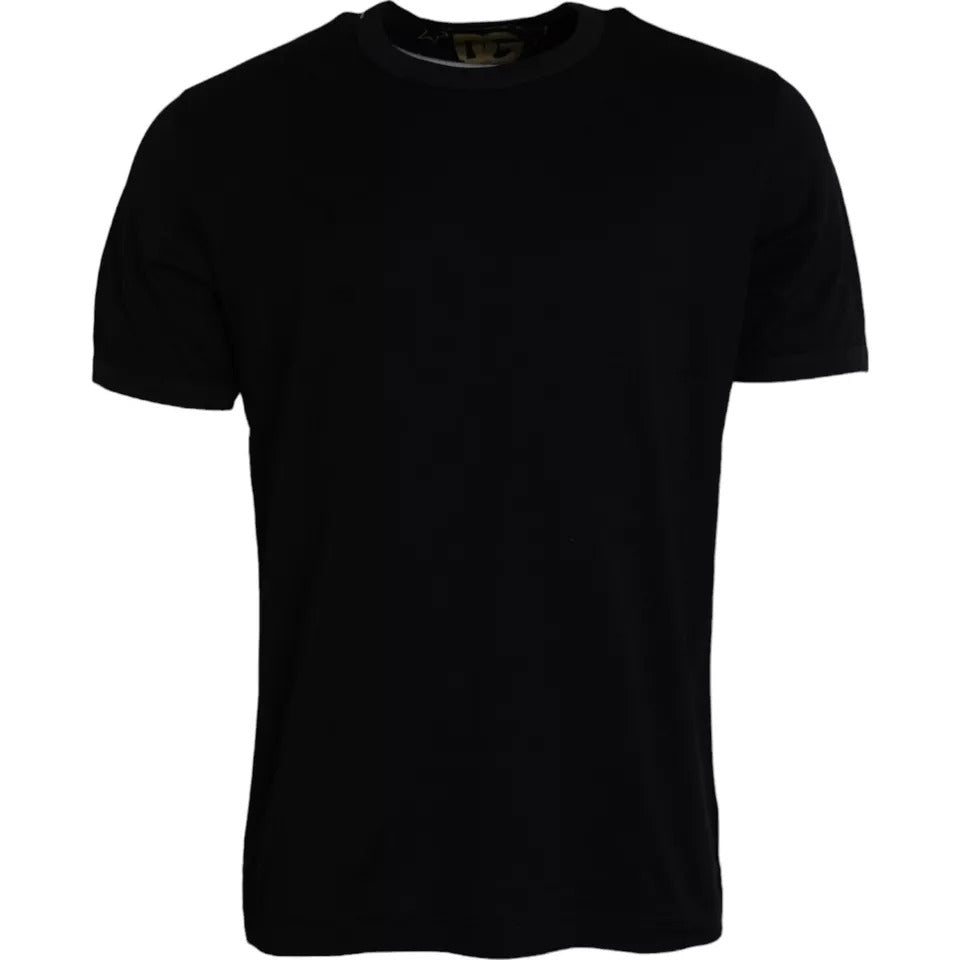 Черна памучна мъжка тениска с кръгло деколте и къси ръкави Dolce &amp; Gabbana