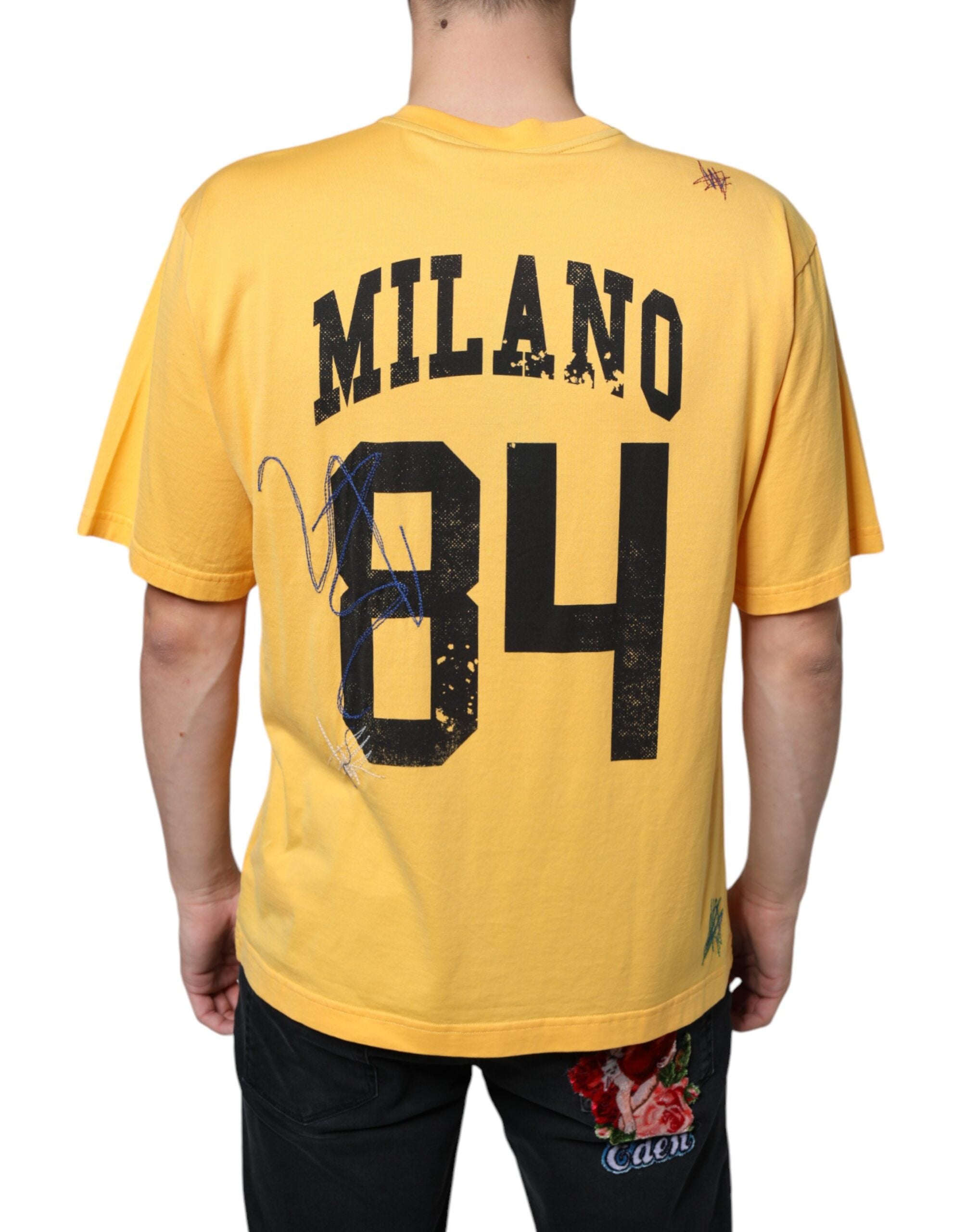 Dolce &amp; Gabbana Yellow Secret Graden Floral Cotton T-shirt T-shirt