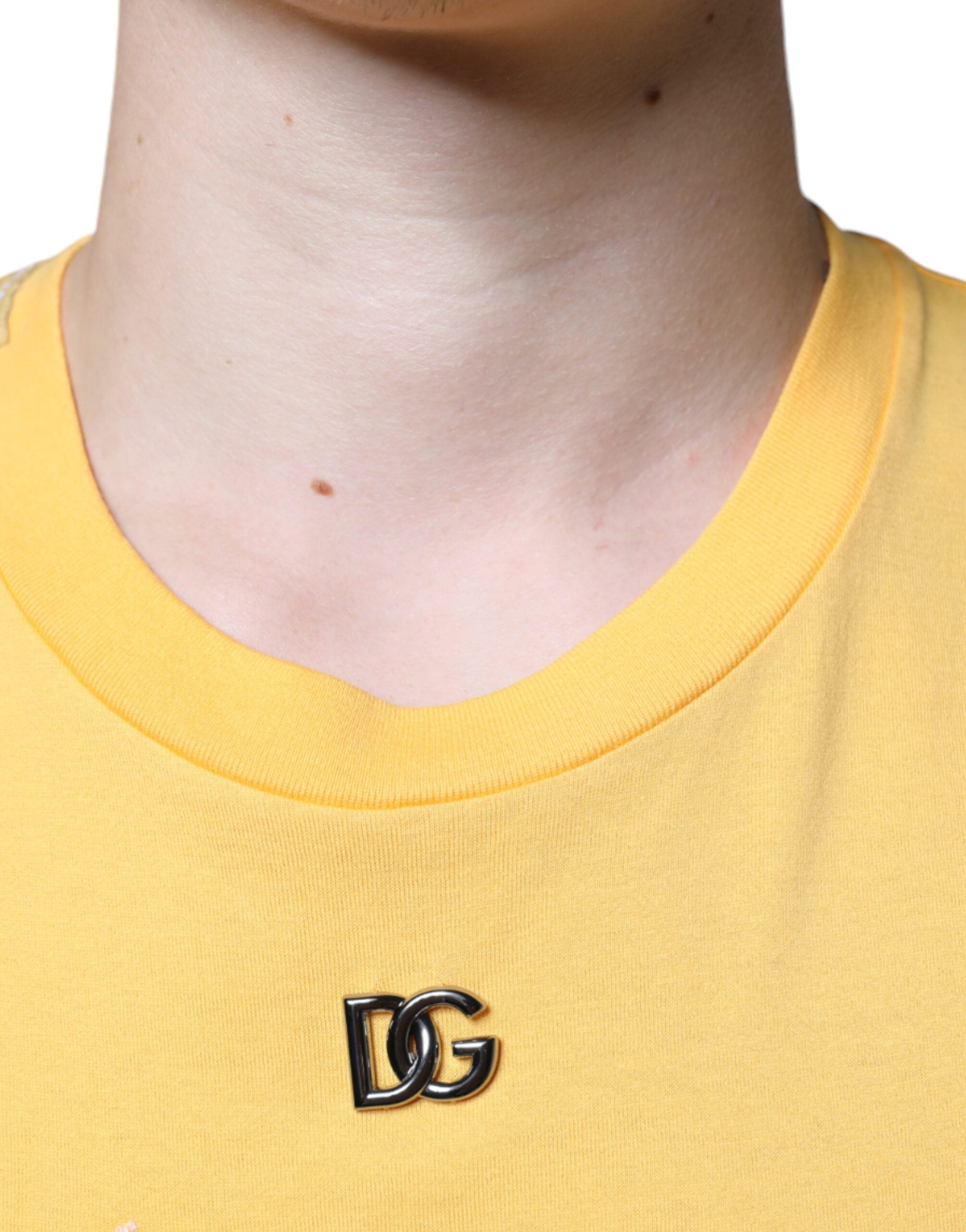 Dolce &amp; Gabbana Yellow Secret Graden Floral Cotton T-shirt T-shirt