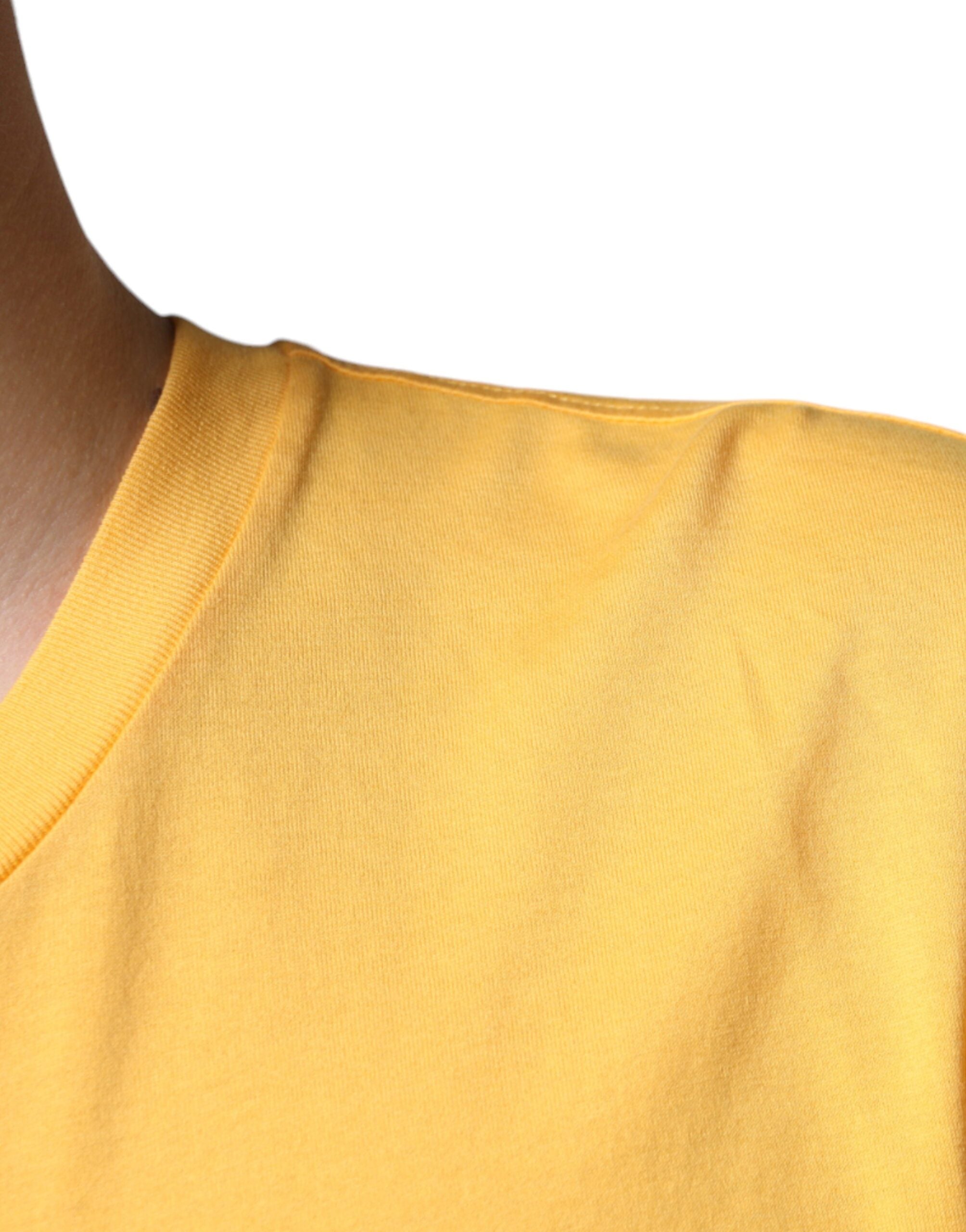 Dolce &amp; Gabbana Yellow Secret Graden Floral Cotton T-shirt T-shirt