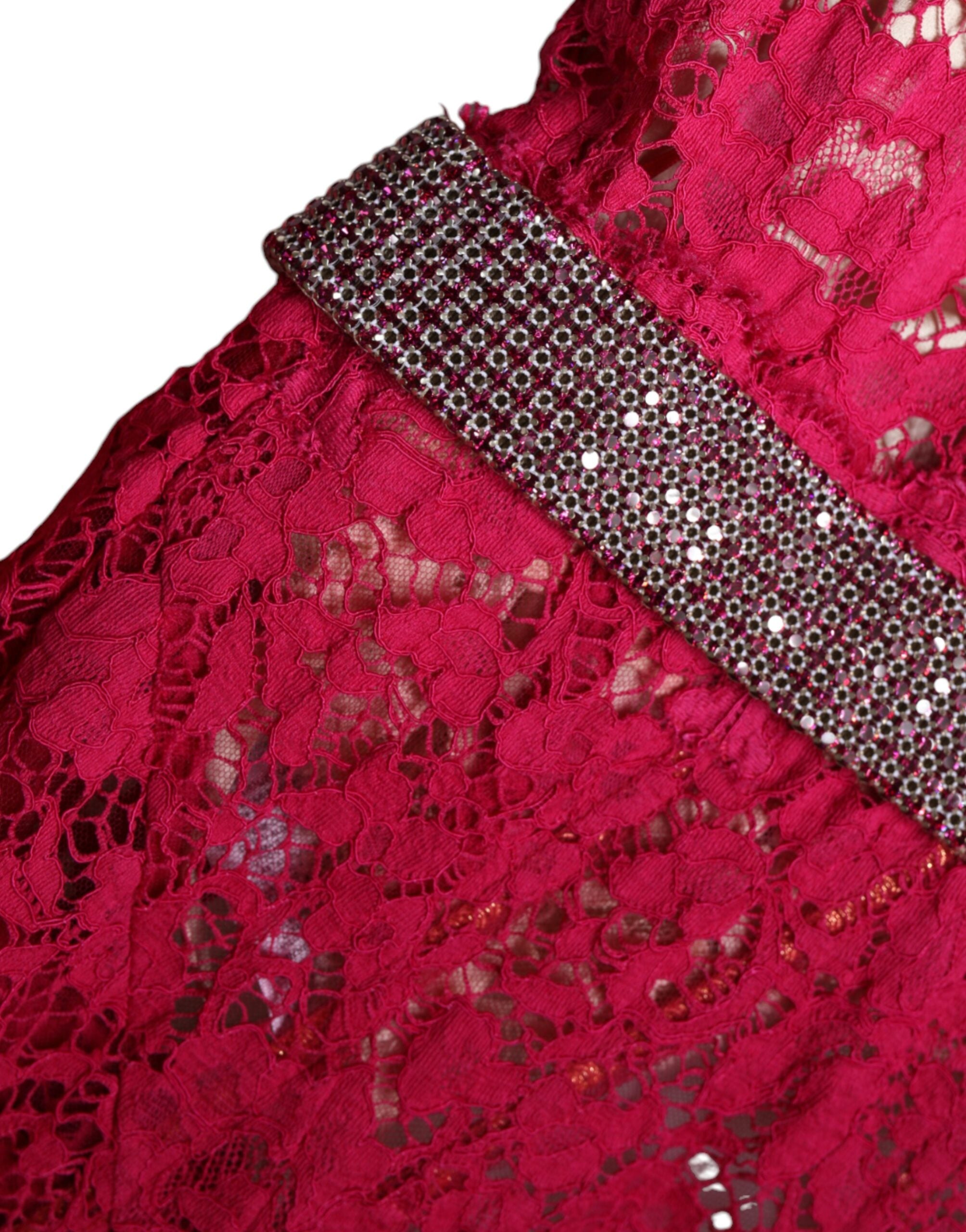 Dolce &amp; Gabbana, розова дантелена рокля с кристална обвивка