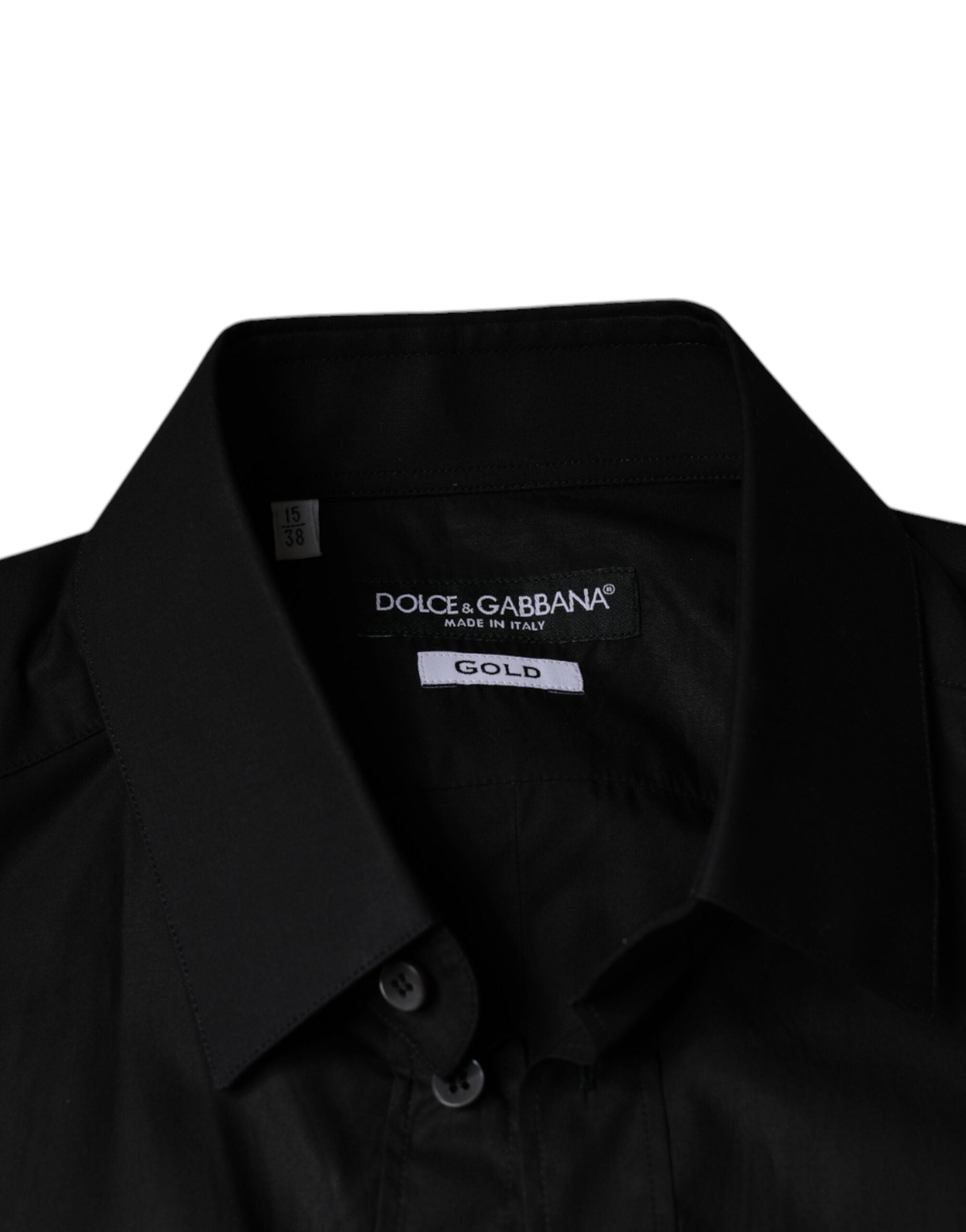 Dolce &amp; Gabbana Черна памучна еластична рокля ЗЛАТНА Официална риза