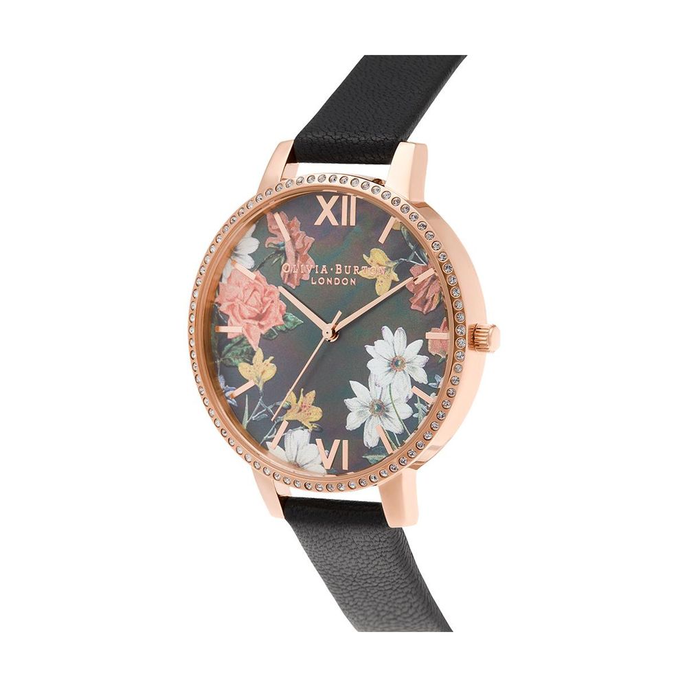 Черен часовник Olivia Burton от синтетична кожа