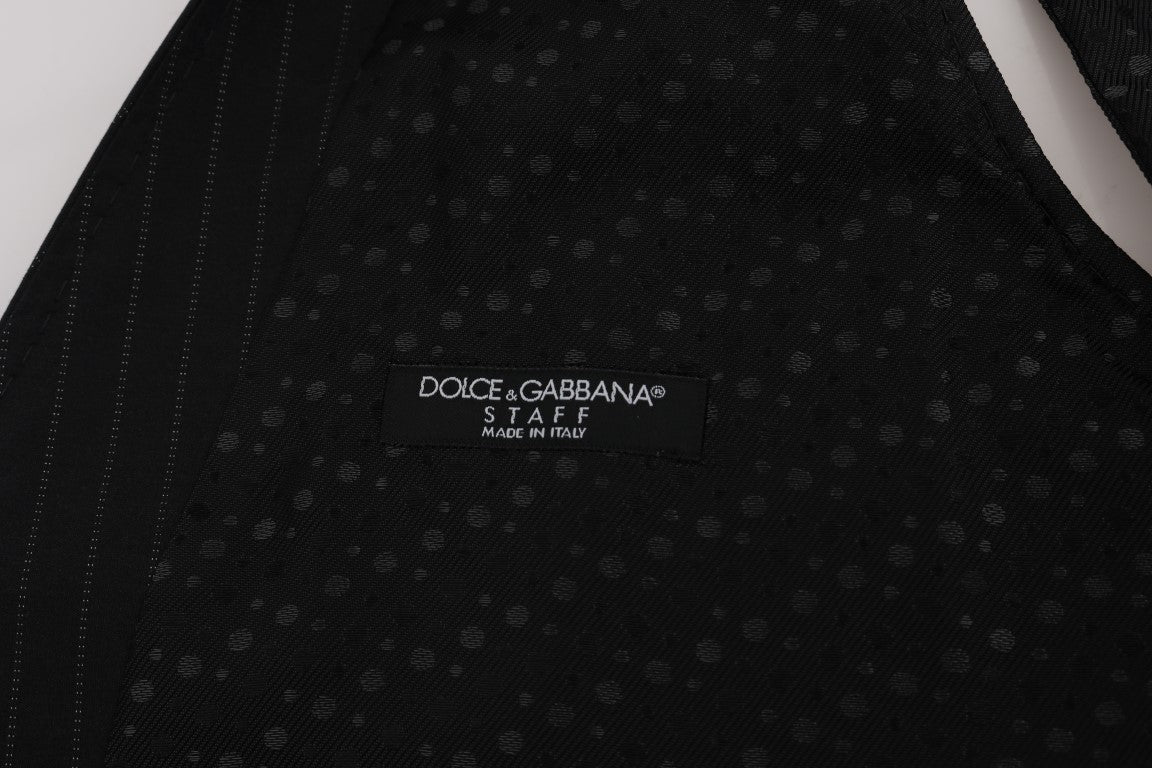 Елегантна мъжка жилетка на сиво райе Dolce &amp; Gabbana