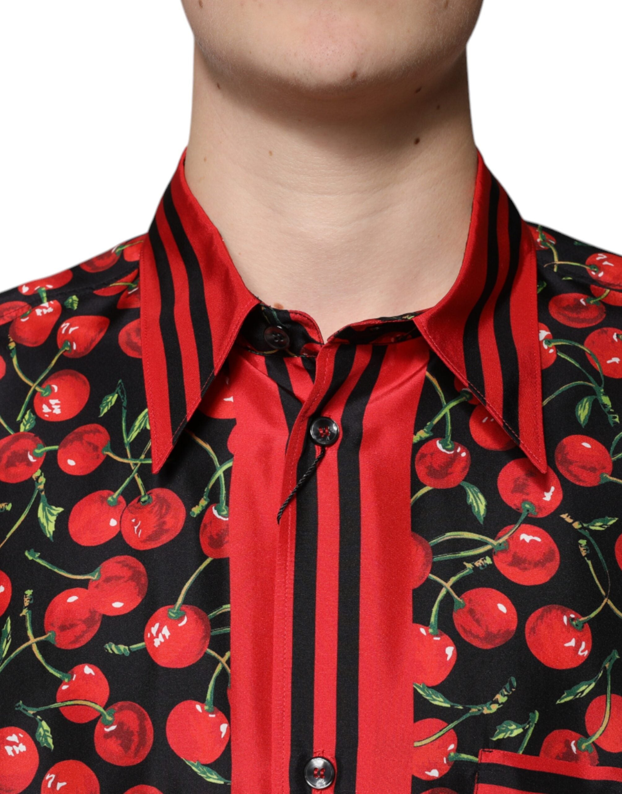 Копринена ежедневна риза Dolce &amp; Gabbana с черна череша