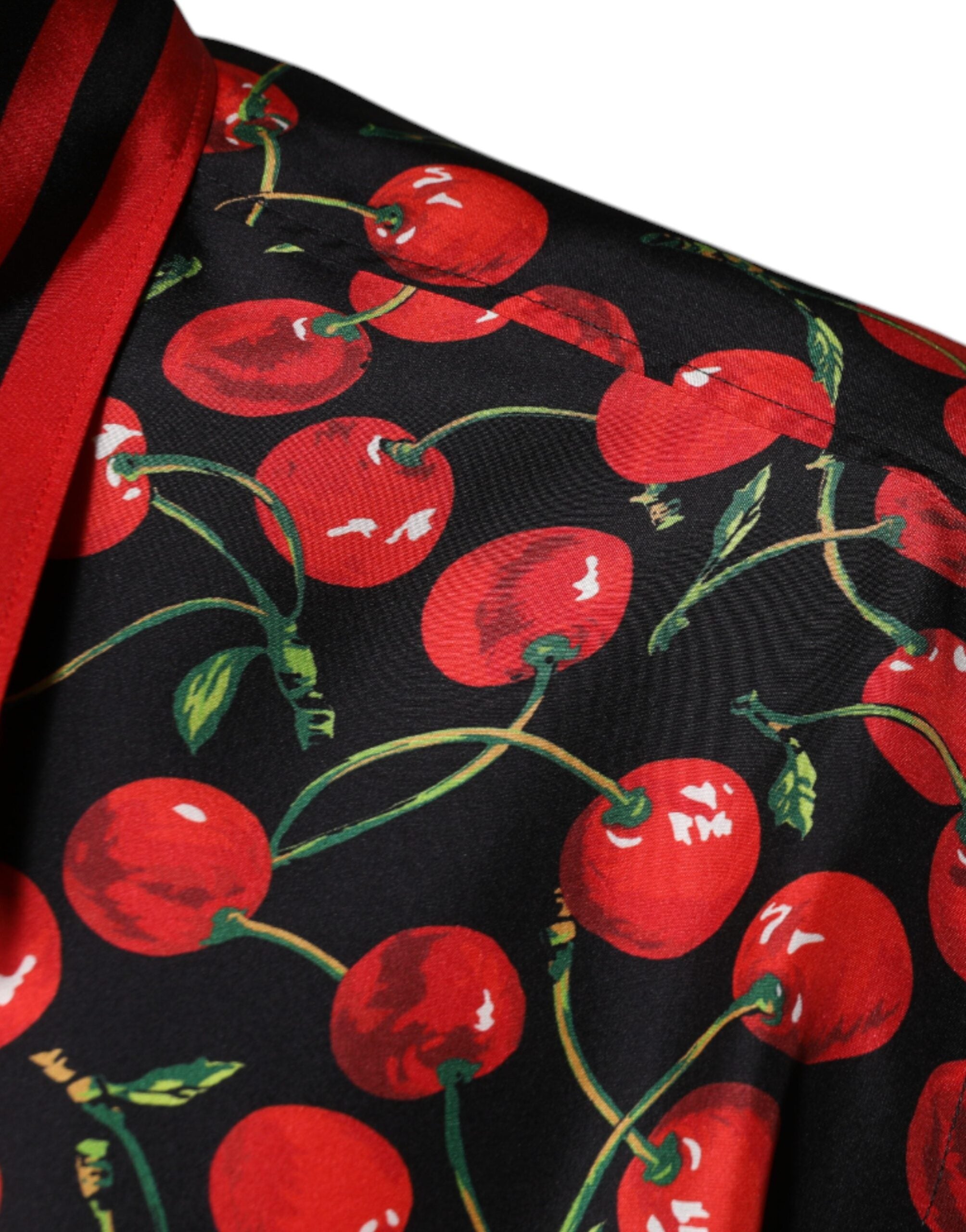 Копринена ежедневна риза Dolce &amp; Gabbana с черна череша