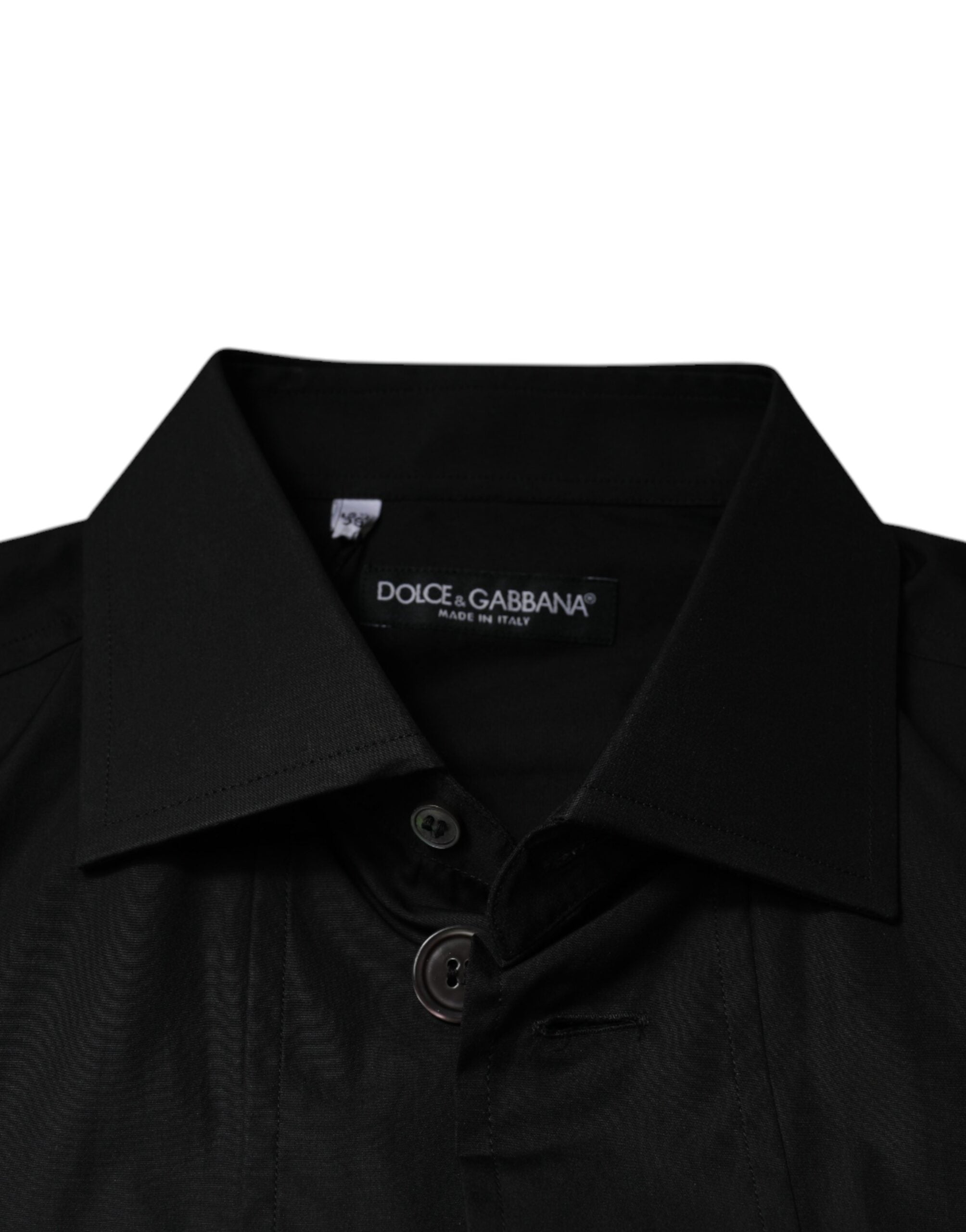 Официална черна памучна риза с дълги ръкави Dolce &amp; Gabbana