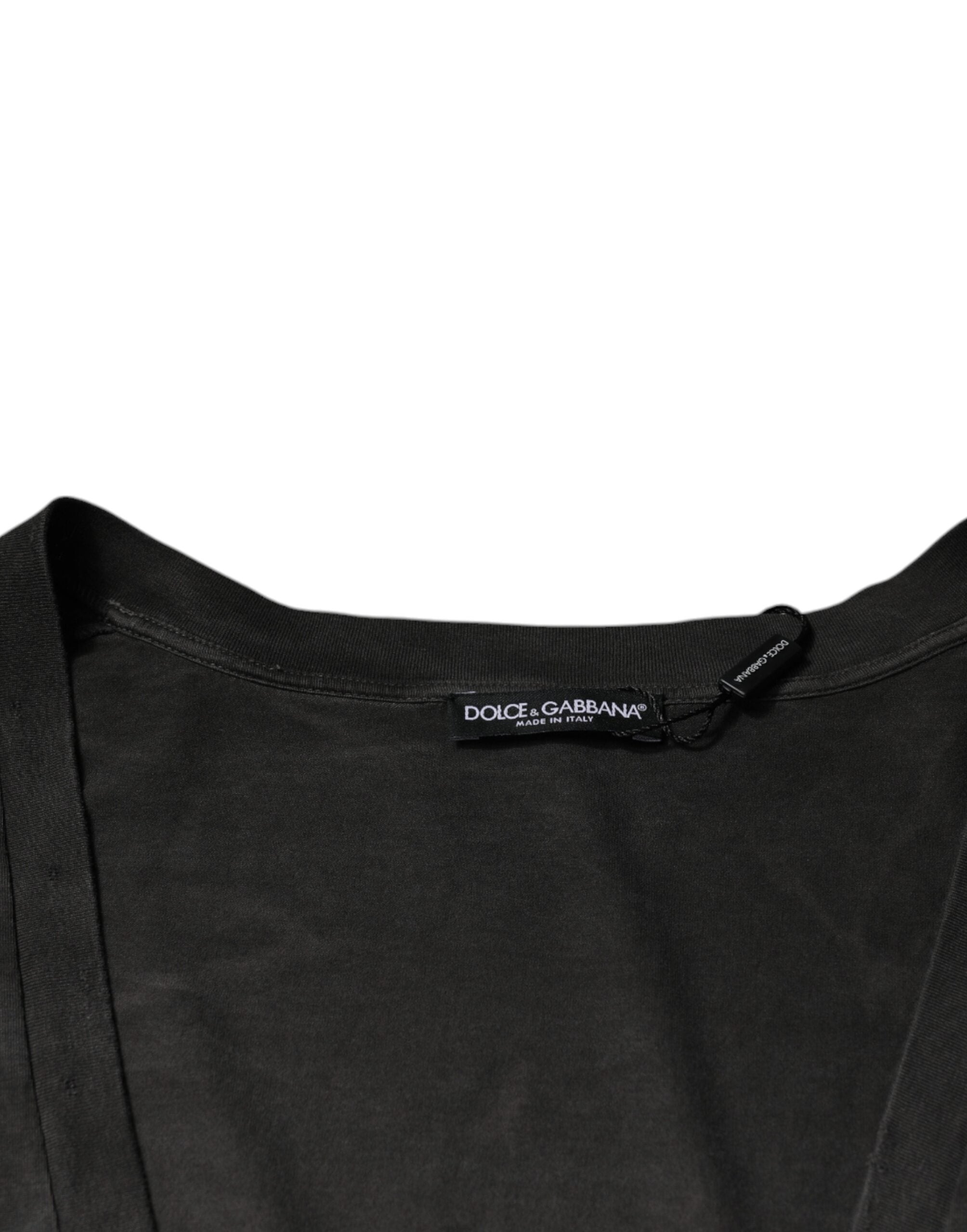Черна памучна тениска с кръгло деколте и къси ръкави Dolce &amp; Gabbana