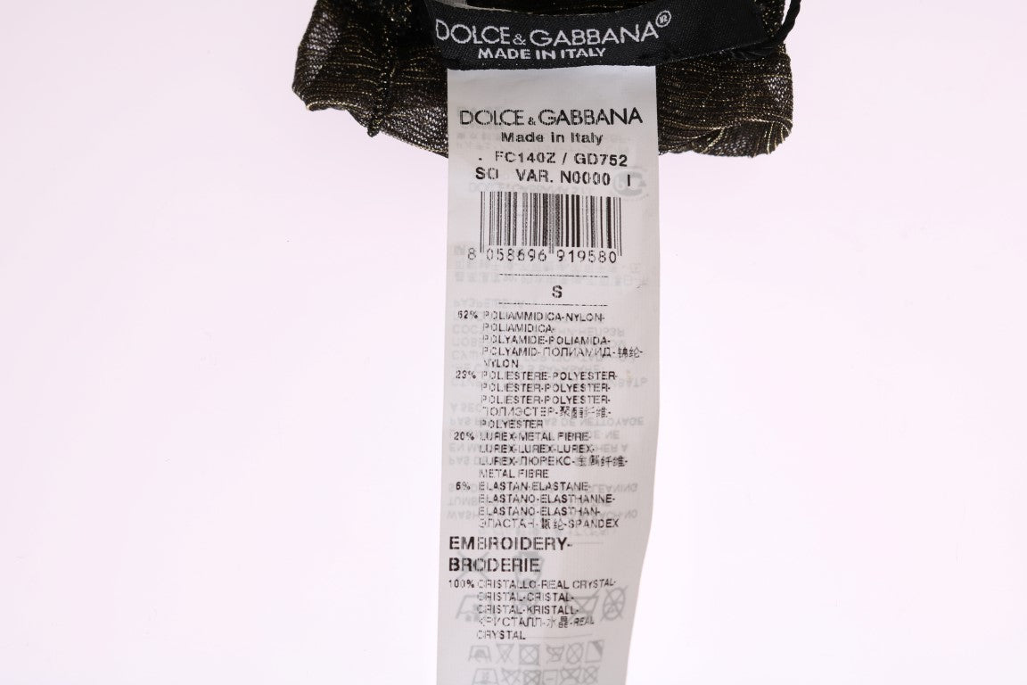 Dolce &amp; Gabbana, украсени с кристали черни чорапи до средата на прасеца