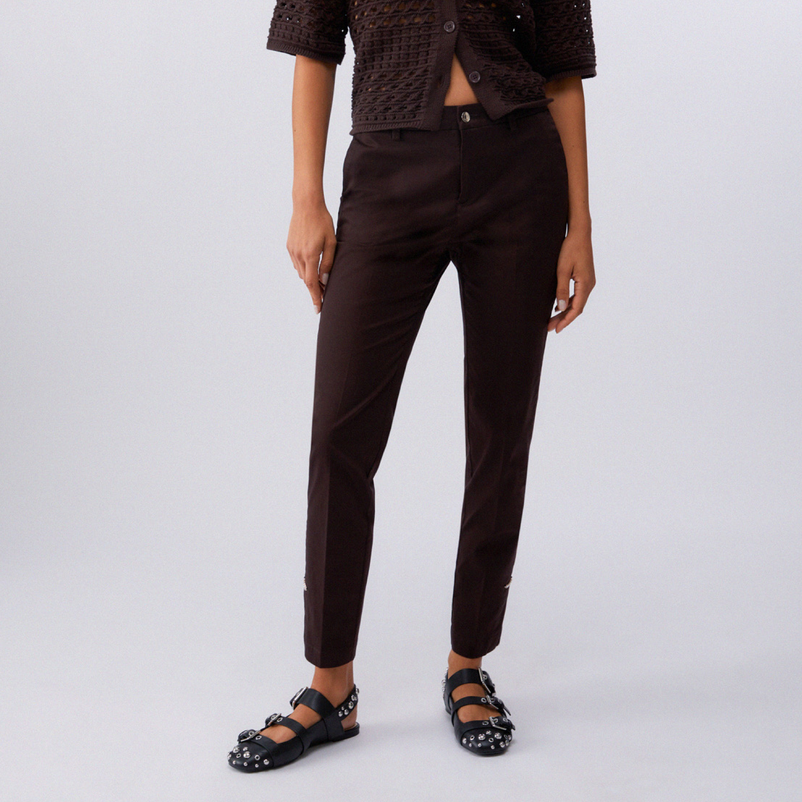 Дамски кафяв панталон Liu Jo Chinohose Women Trousers WA6474 T373A 91109 Front View