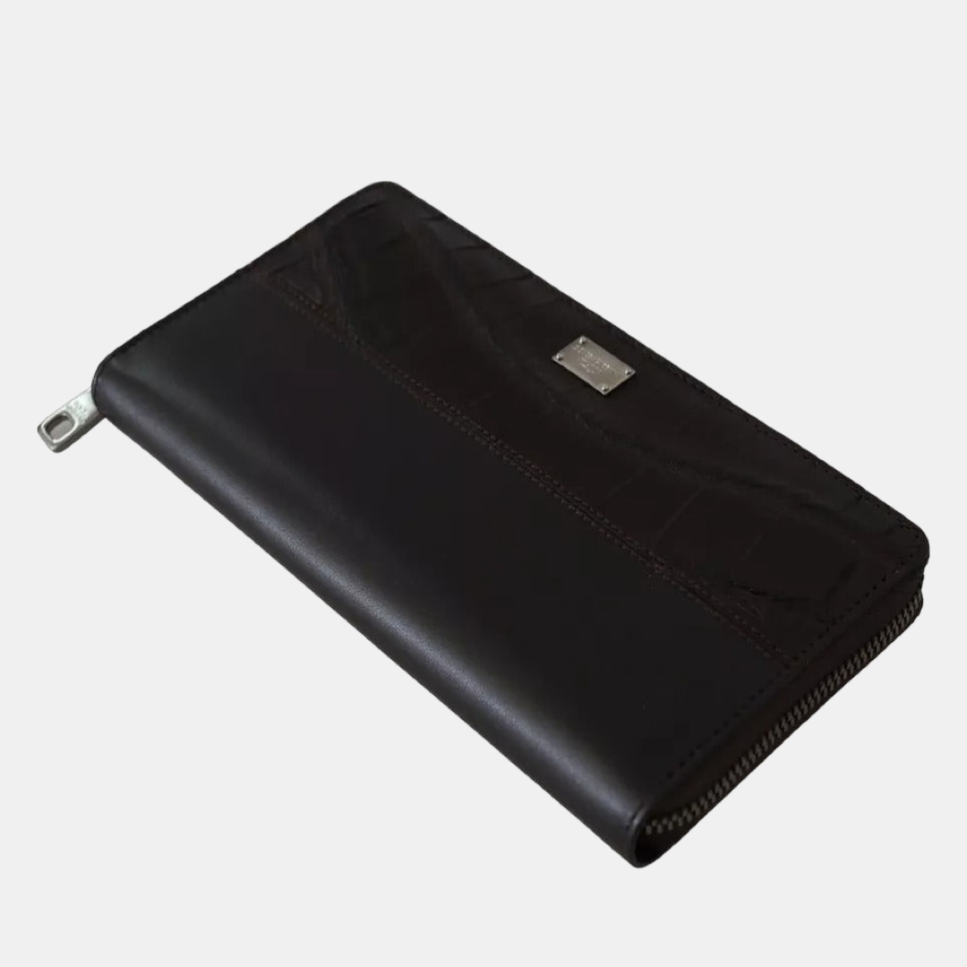 Кафяво клъч портмоне Dolce & Gabbana Brown Exotic Leather Continental Clutch Wallet