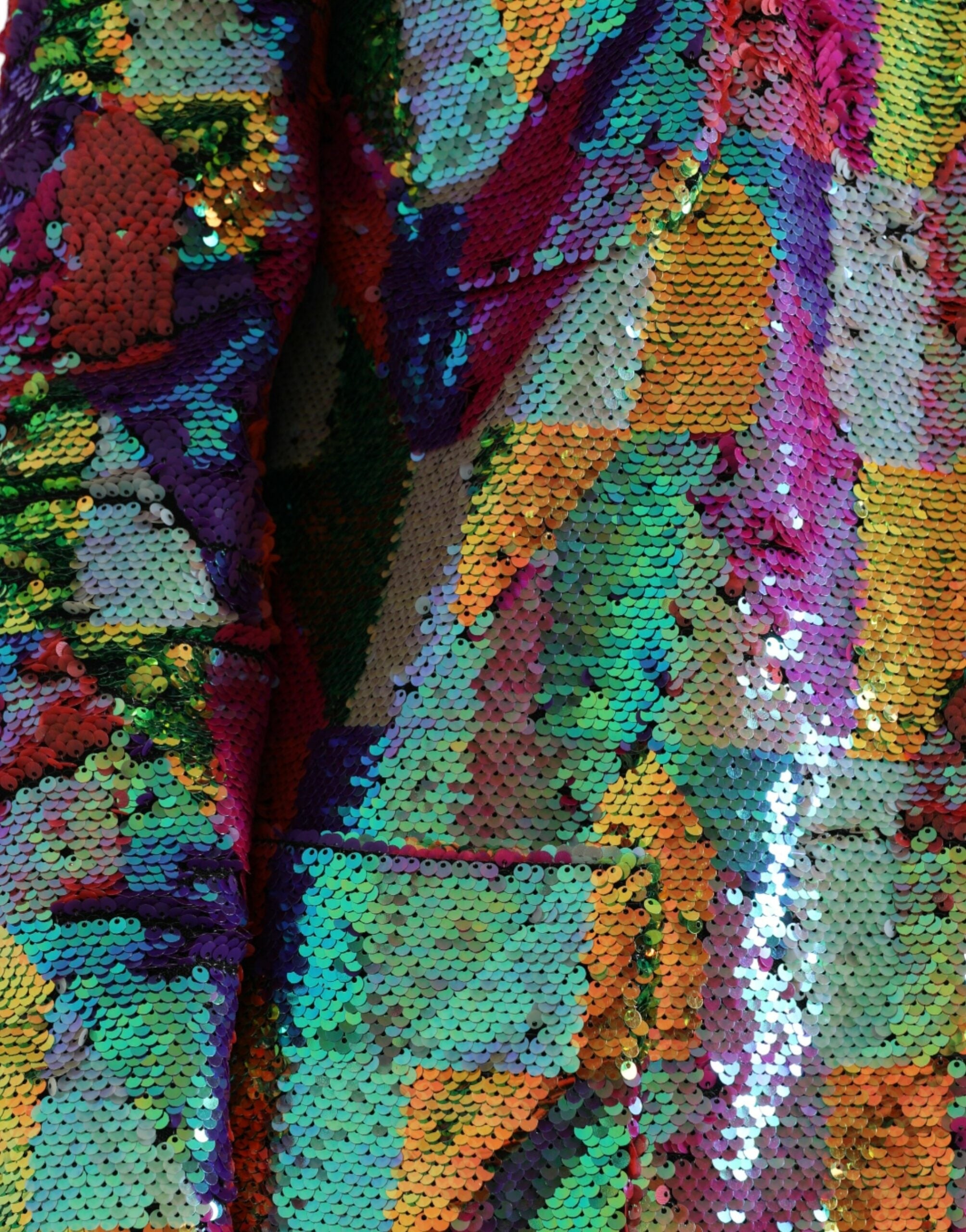 Дамско луксозно дълго многоцветно палто от пайети с подплата DOLCE & GABBANA Women’s Luxury Multicolor Sequined Long Coat
