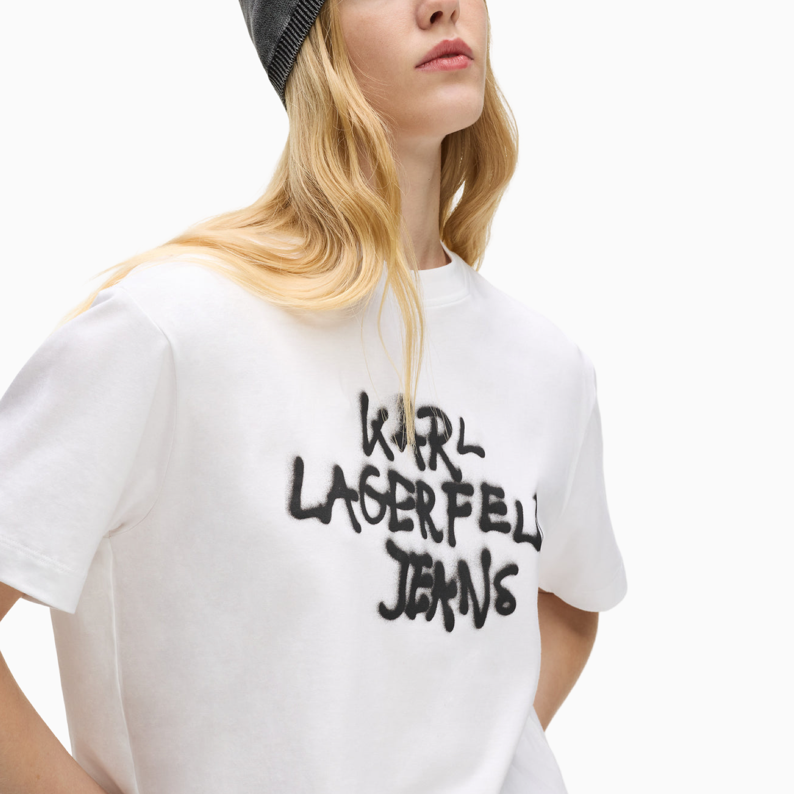 Дамска бяла тениска Karl Lagerfeld Jeans Women T-shirt B1W17054 100 Close-Up