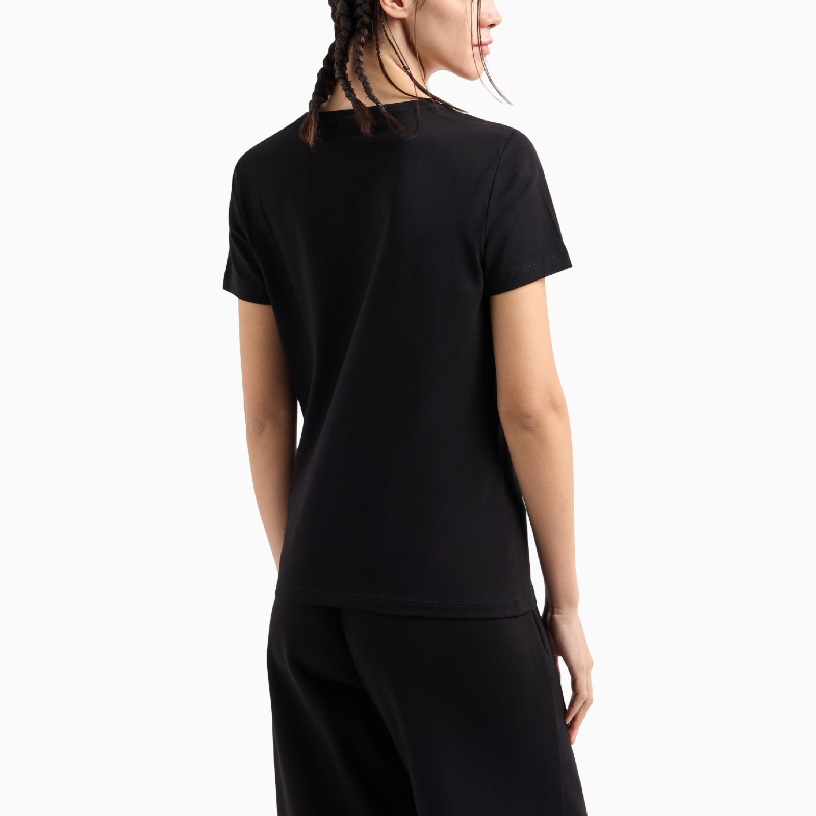 Дамска черна тениска EA7 Emporio Armani Women T-shirt 7W000094 AF10373 Back View
