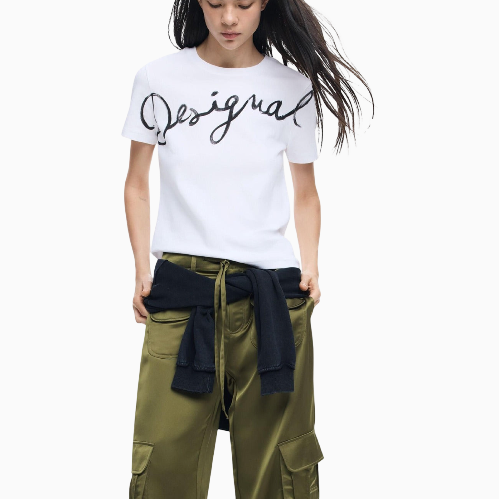 Дамска бяла тениска Desigual Women T-shirt 26SWTK071000 Front View