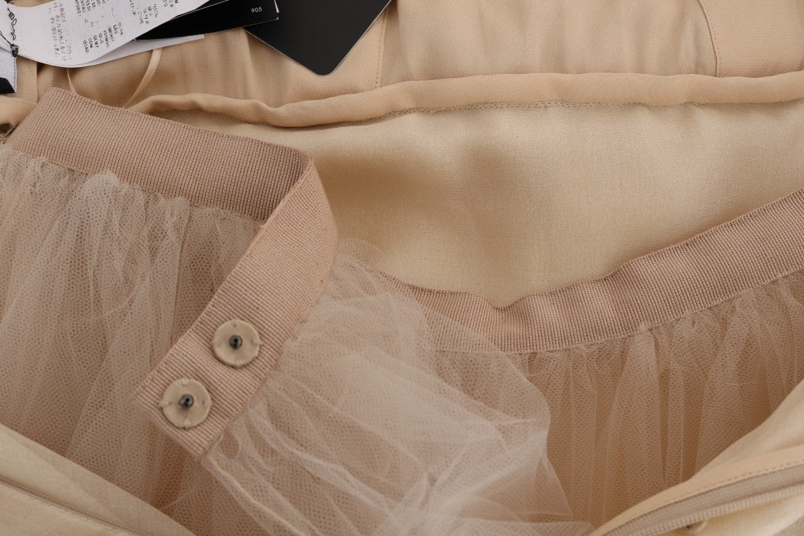 Dolce &amp; Gabbana Елегантна украсена копринена рокля от дантела и органза