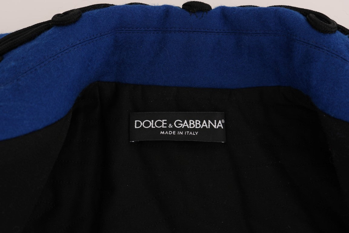 Dolce &amp; Gabbana Chic Black &amp; Blue Short Trench яке