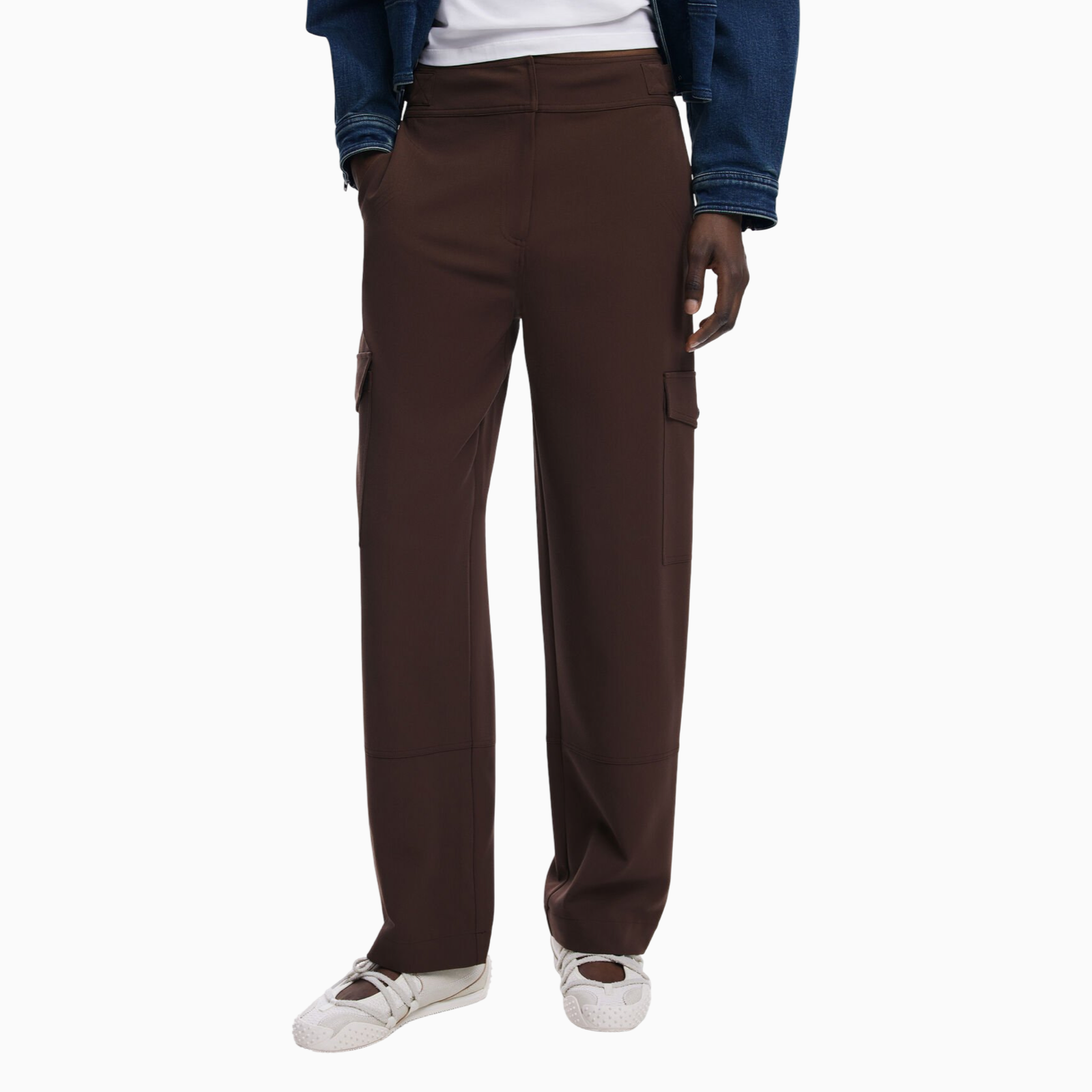 Дамски кафяв панталон Desigual Women Trousers 25WWPW08 Front View