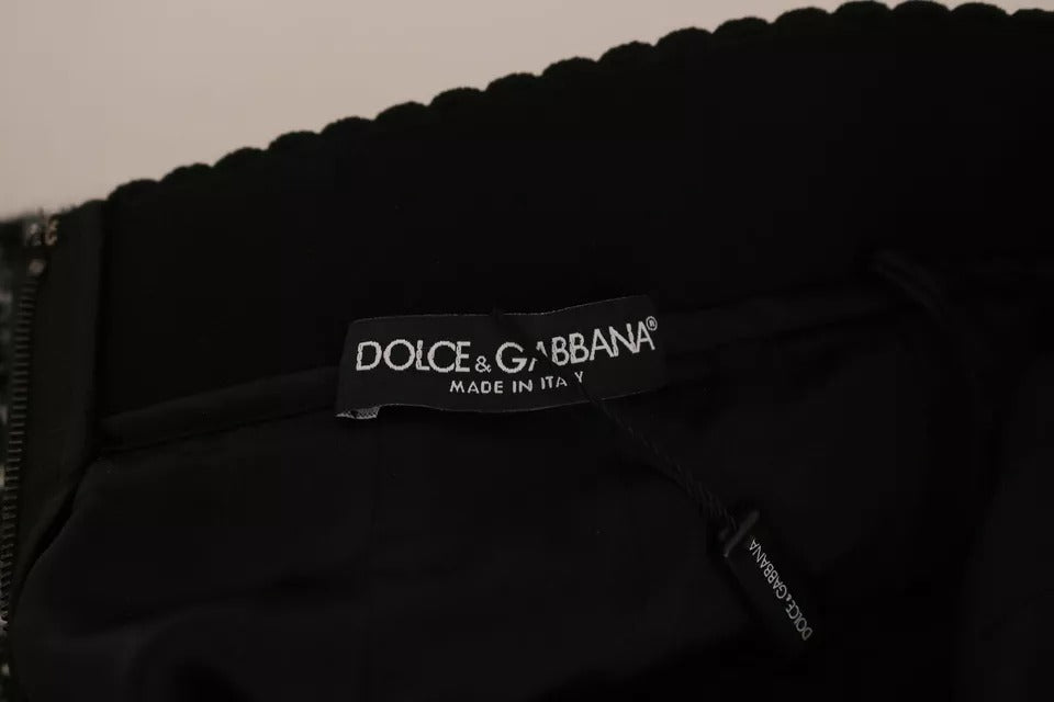 Dolce &amp; Gabbana черна карирана вълнена мини пола с волани