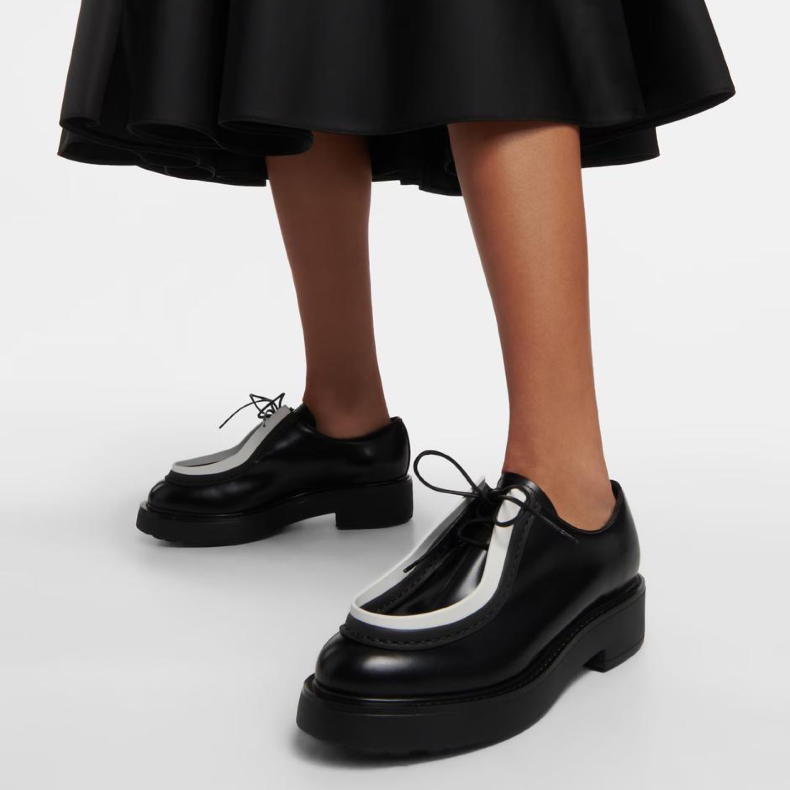 Prada Diapason Lace-Up Women Moccasins Model View