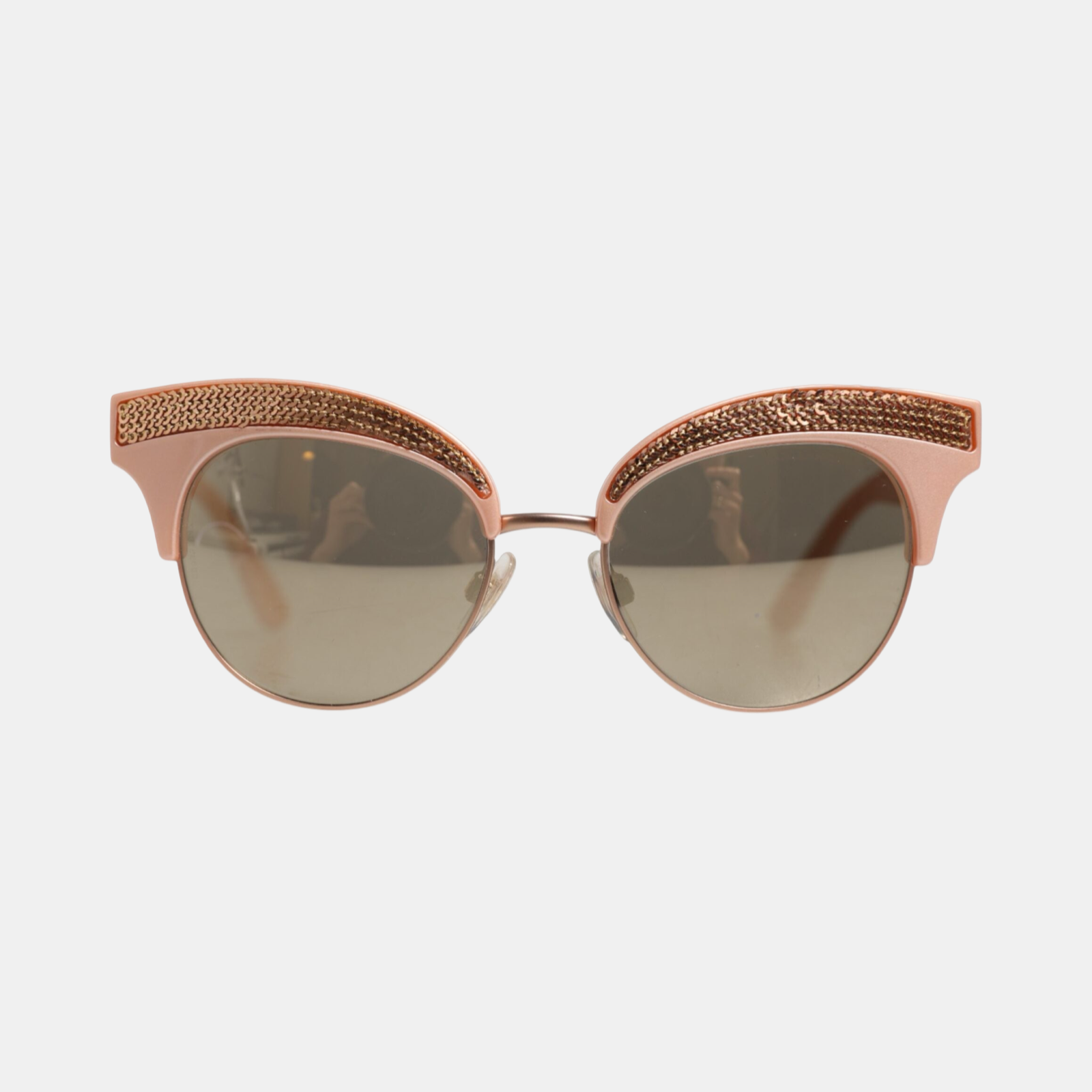 Dolce & Gabbana Pink Gold Mirrored Cat Eye DG6109 Sequined Sunglasses