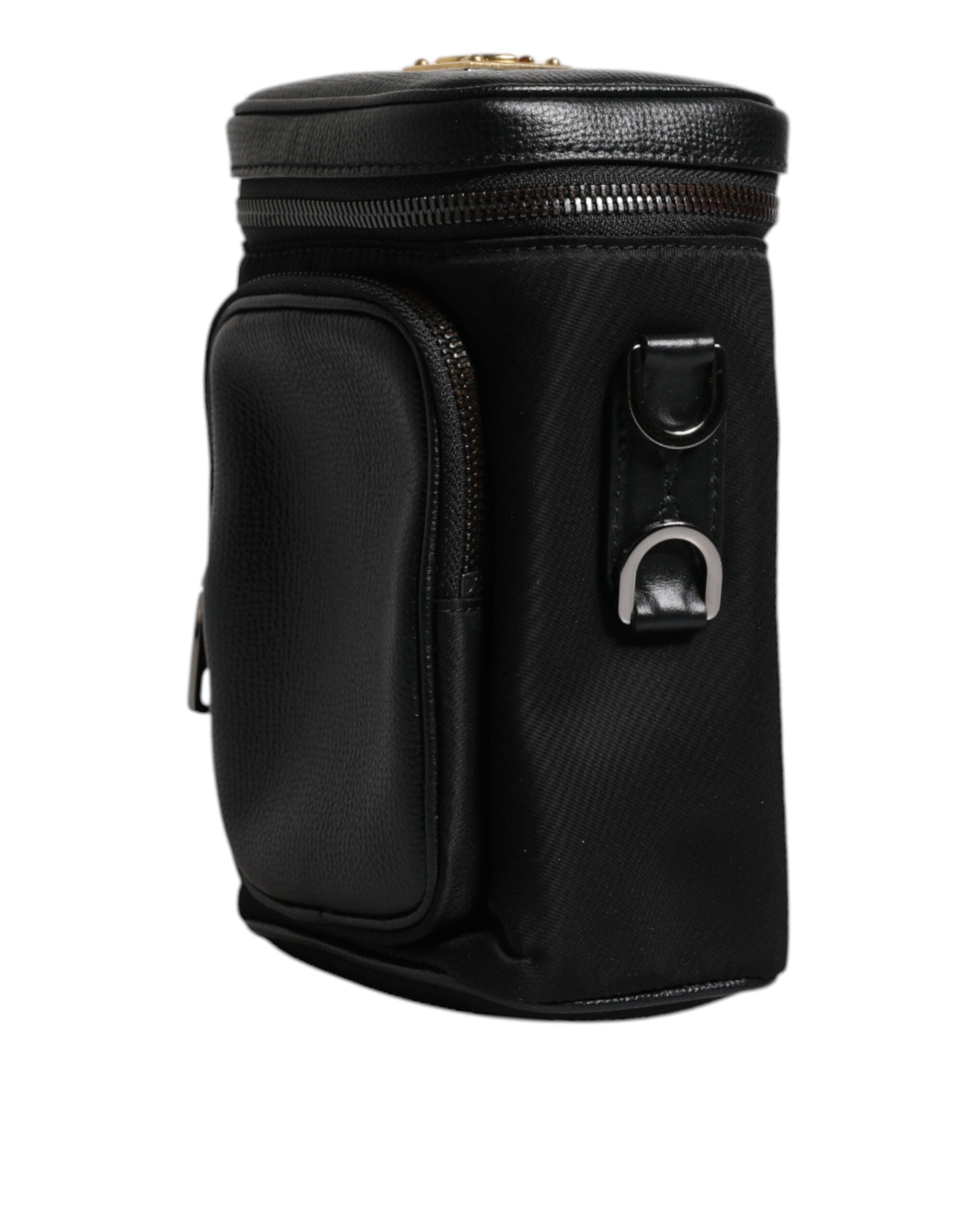 Черна кожена чанта с лого Dolce &amp; Gabbana Чанта за фотоапарат през рамо