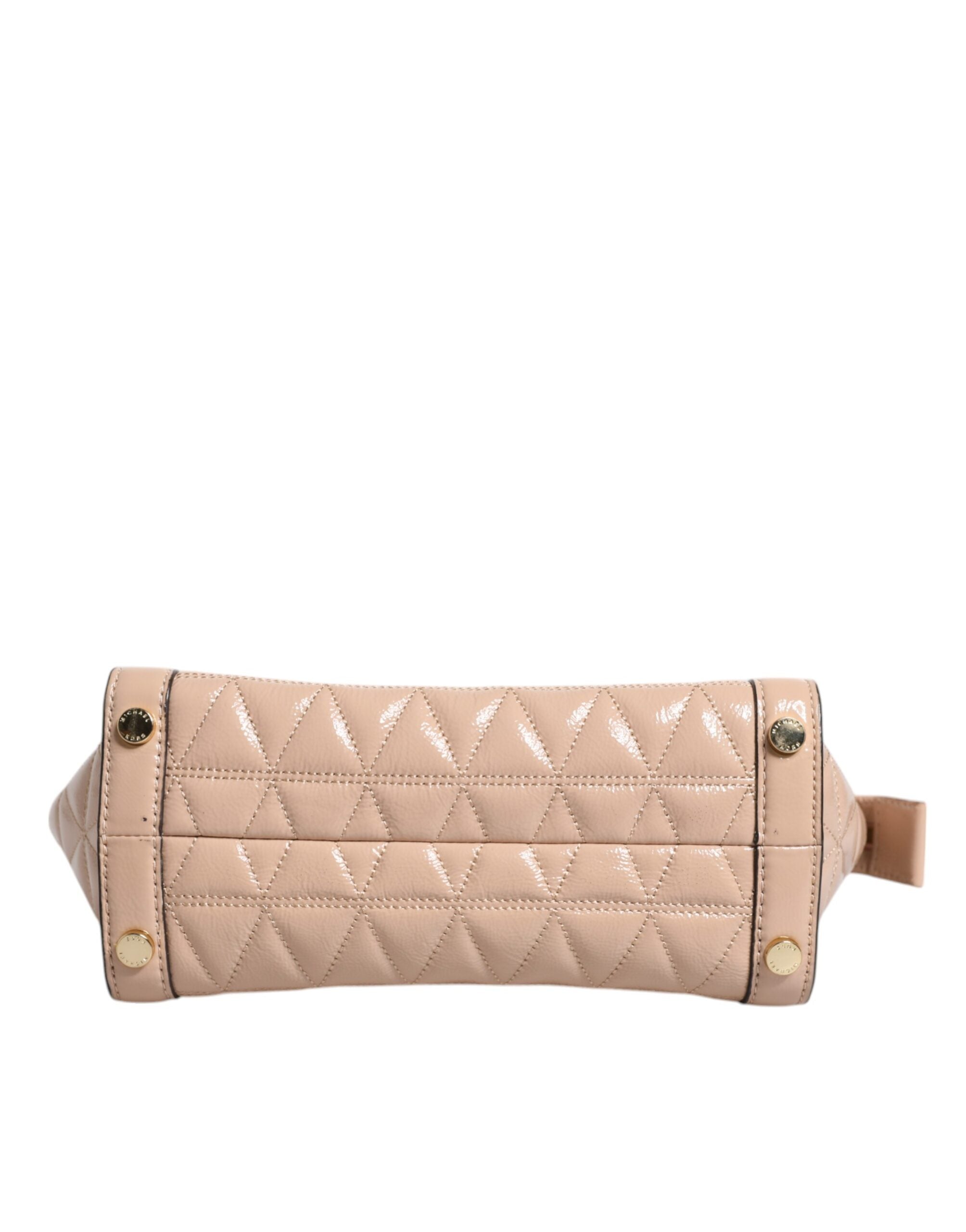 Michael Kors Прасковена ватирана кожена чанта с лого Crossbody VIVIANNE