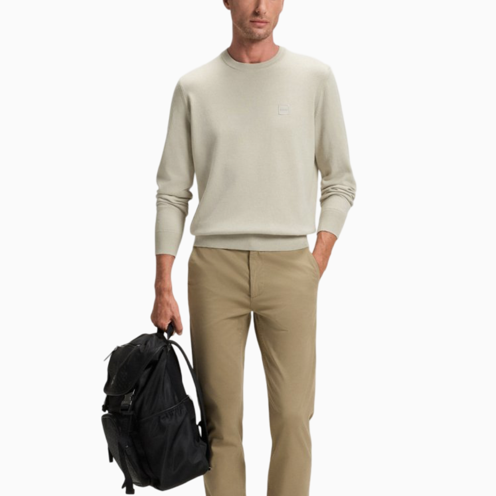 Мъжки бежов пуловер Boss Men Sweater 50527583 271 Front View