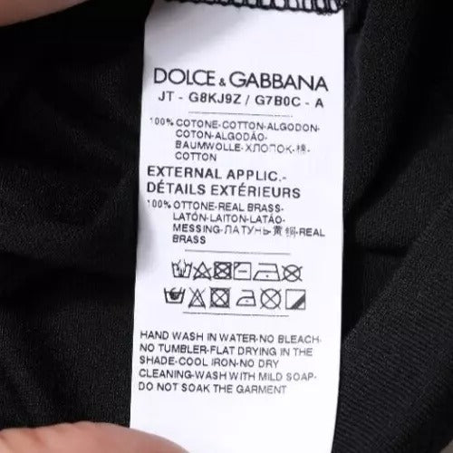 Черна памучна тениска с кръгло деколте и къси ръкави Dolce &amp; Gabbana