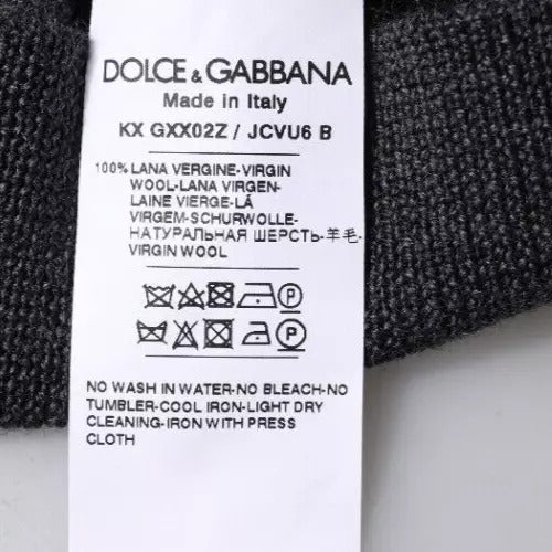 Dolce &amp; Gabbana Тъмносив пуловер с деколте с лого DG