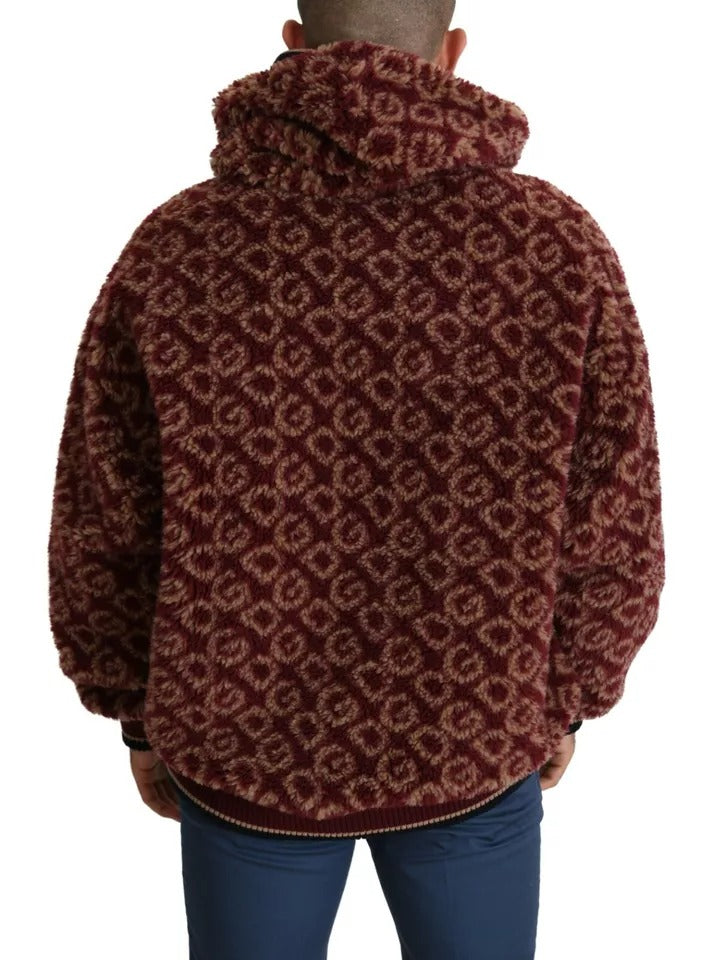 Dolce &amp; Gabbana Червен бежов вълнен пуловер с качулка