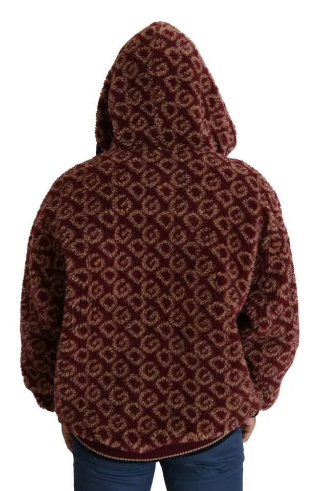 Dolce &amp; Gabbana Червен бежов вълнен пуловер с качулка