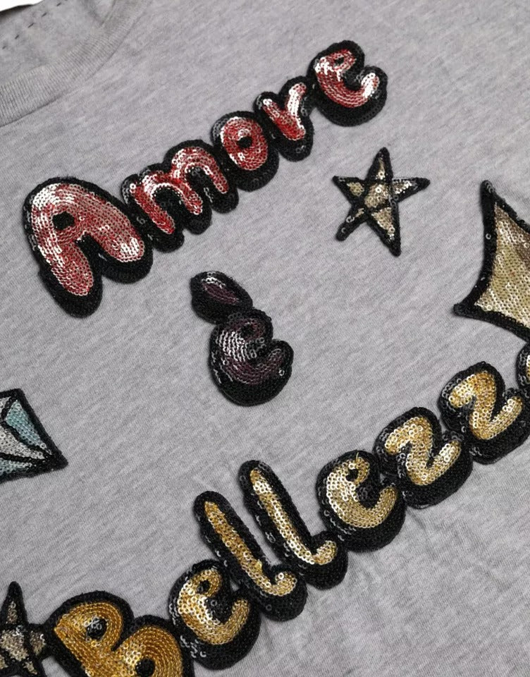 Сива памучна тениска L'Amore E'Bellezza на Dolce &amp; Gabbana