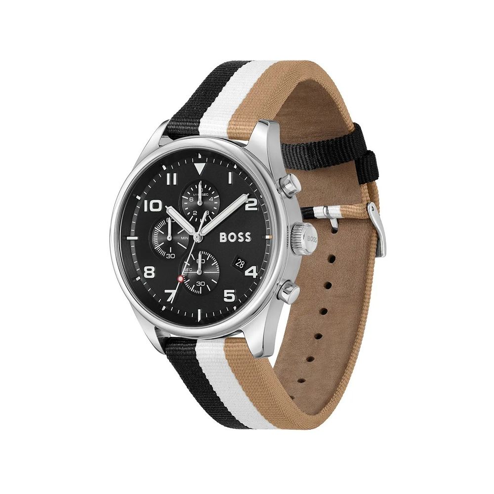 Hugo Boss Black And White Leather Watch