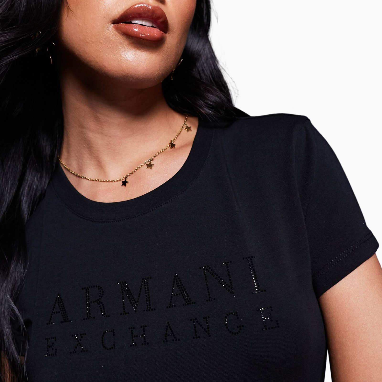 Дамска черна тениска Armani Exchange Women T-shirt XW001349 AF17173 Close-Up