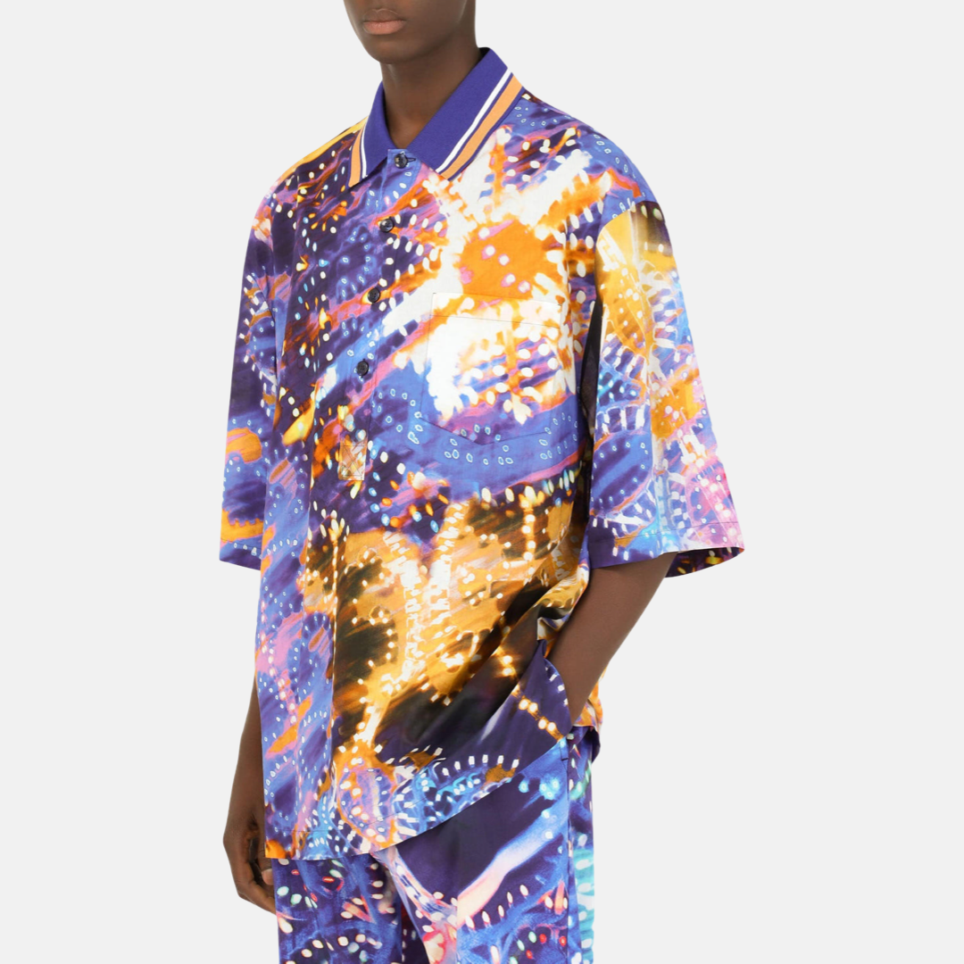 Мъжка поло тениска Dolce & Gabbana 
Illumination Print Cotton Polo