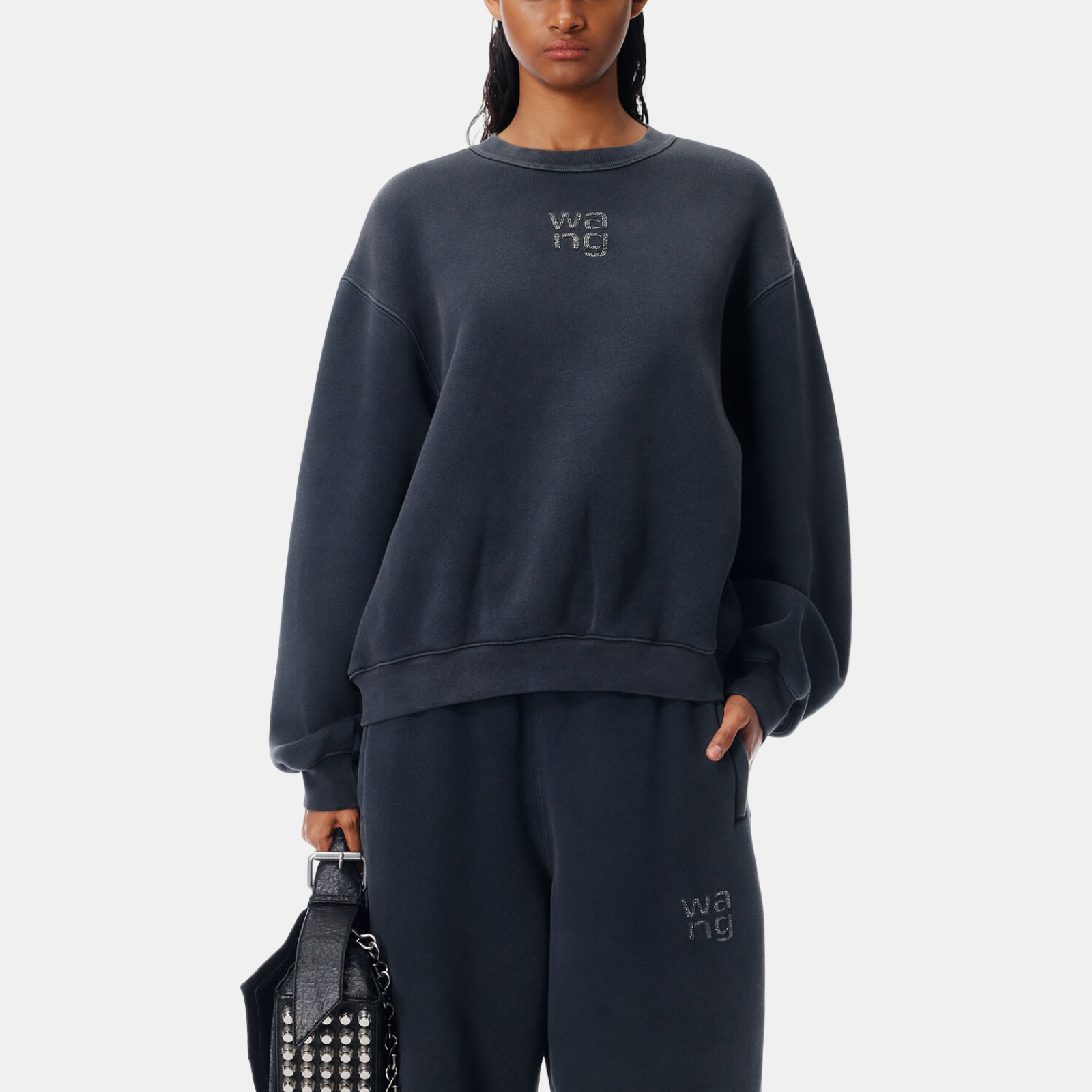 Alexander Wang Hotfix Logo Sweatshirt 4CC1261219011 Front View