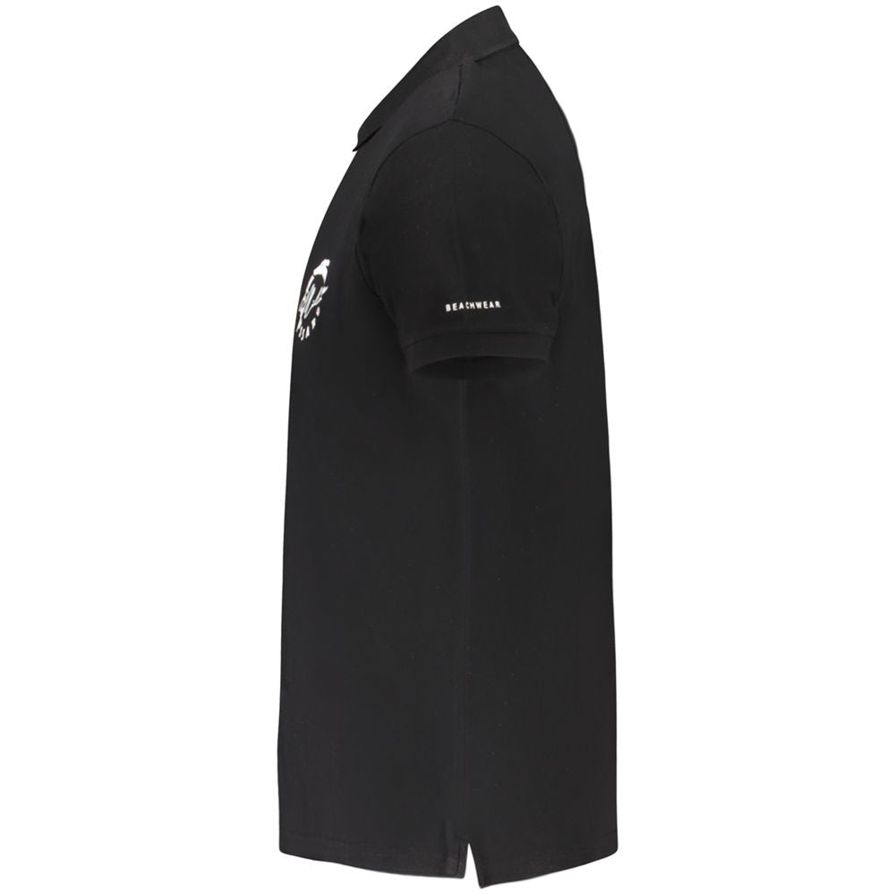 Мъжка поло тениска в черно Men’s polo shirt Trussardi Beachwear TRU25MPL01 Black Side view
