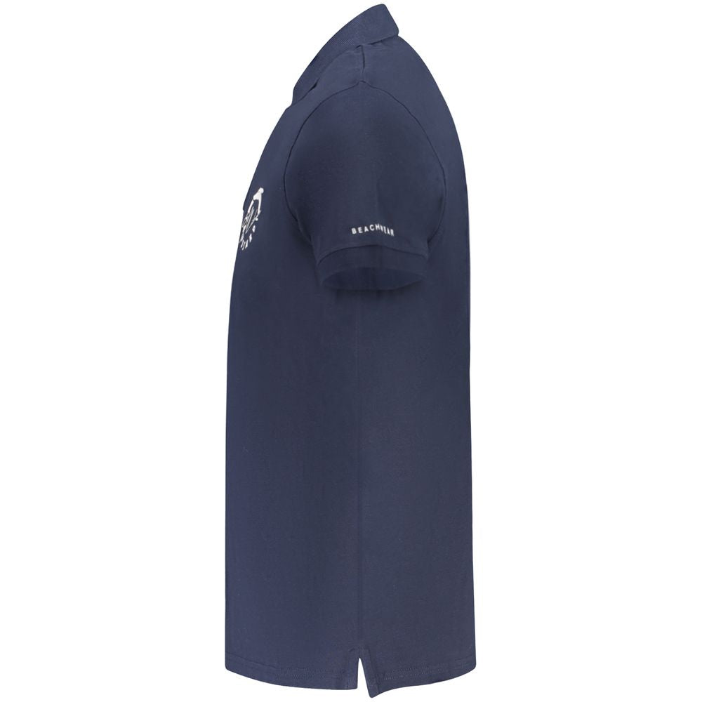 Мъжка поло тениска в тъмно синьо Men’s polo shirt Trussardi Beachwear TRU25MPL01 Navy blue Side view