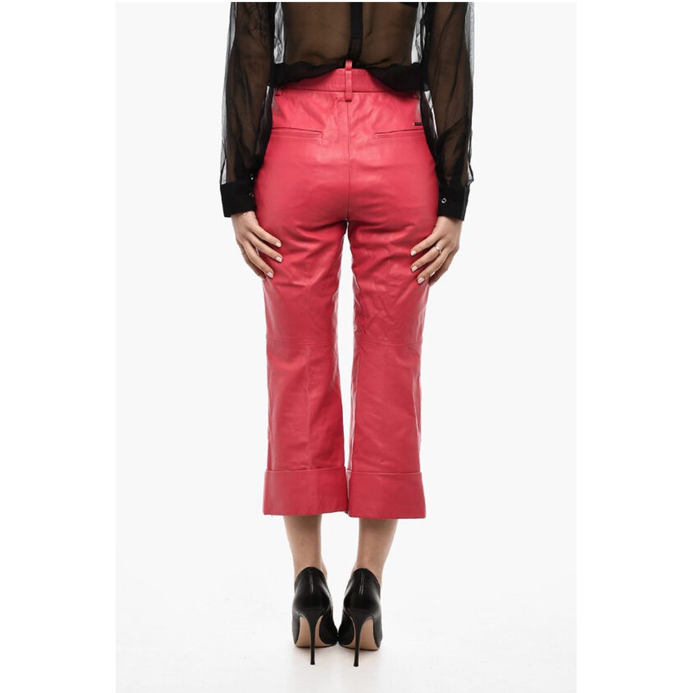 Dsquared² Cuffed Hem Leather Pants