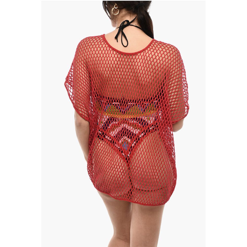 Dsquared² Solid Color Openwork Beach Cover-up Dress
