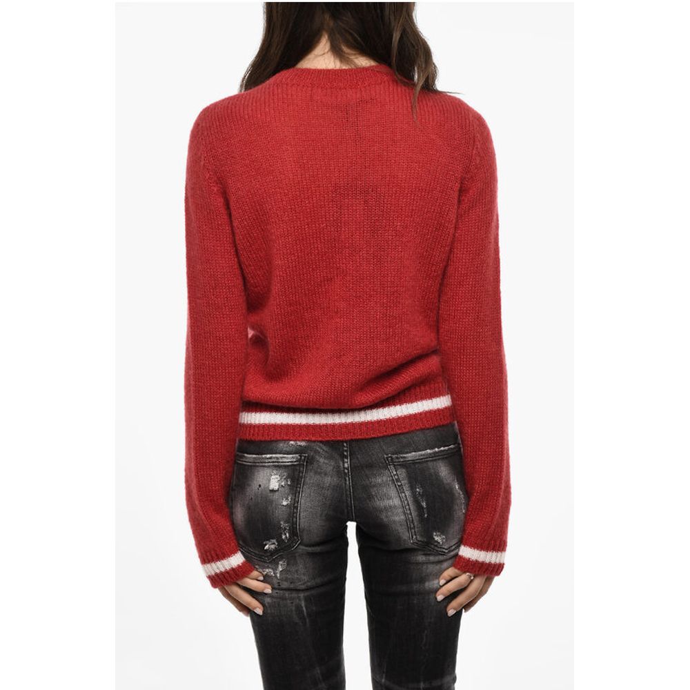 Dsquared² Wool Blend Crew-neck Sweater with Embroidery