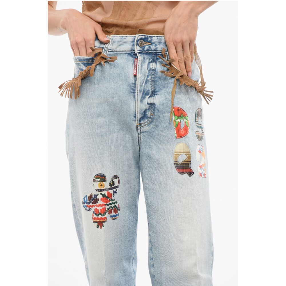 Dsquared² Roadie Fit HIPPIE Denims with Suede Fringes 22cm